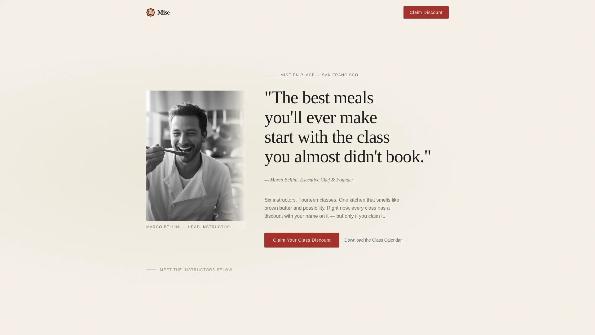 Cooking School Coupon & Discount Landing Page Template