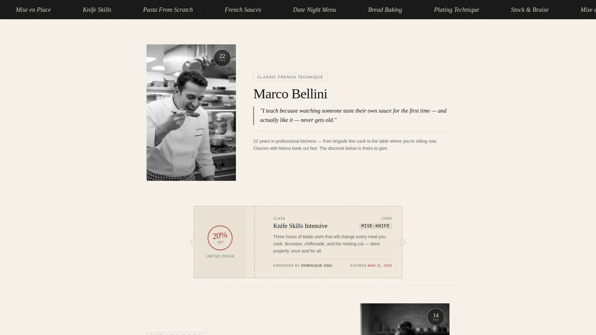 Cooking School Coupon & Discount Landing Page Template