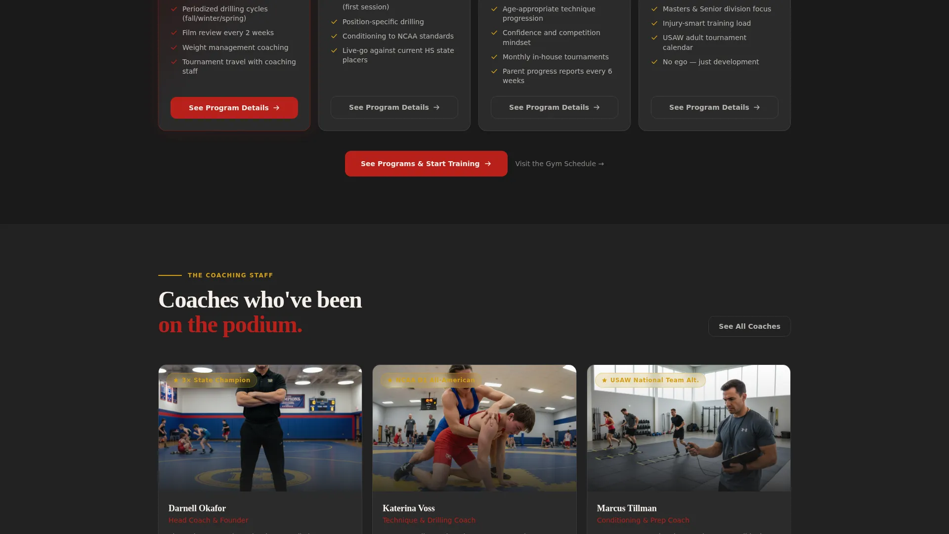 Wrestling Academy Landing Page Template