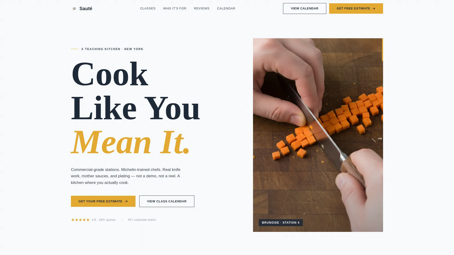 Cooking School Free Estimate Landing Page Template