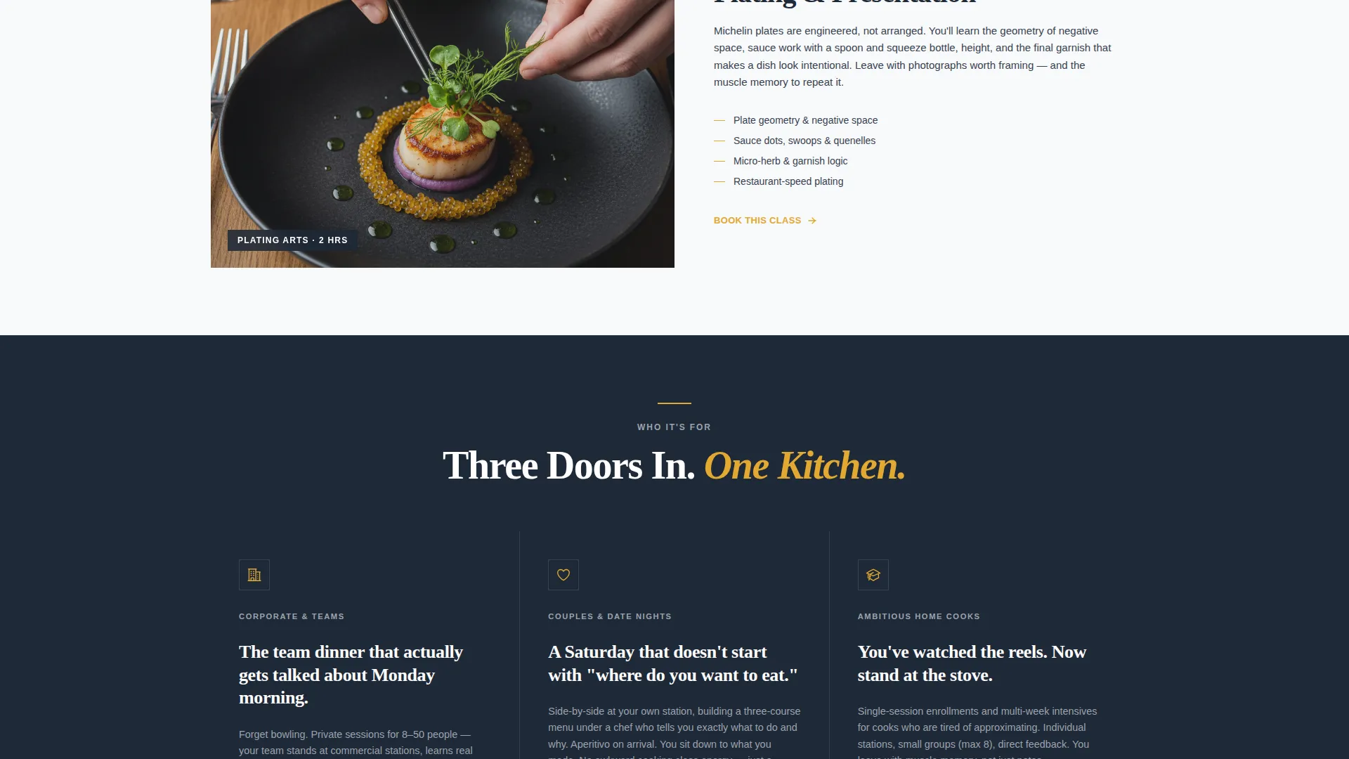 Cooking School Free Estimate Landing Page Template
