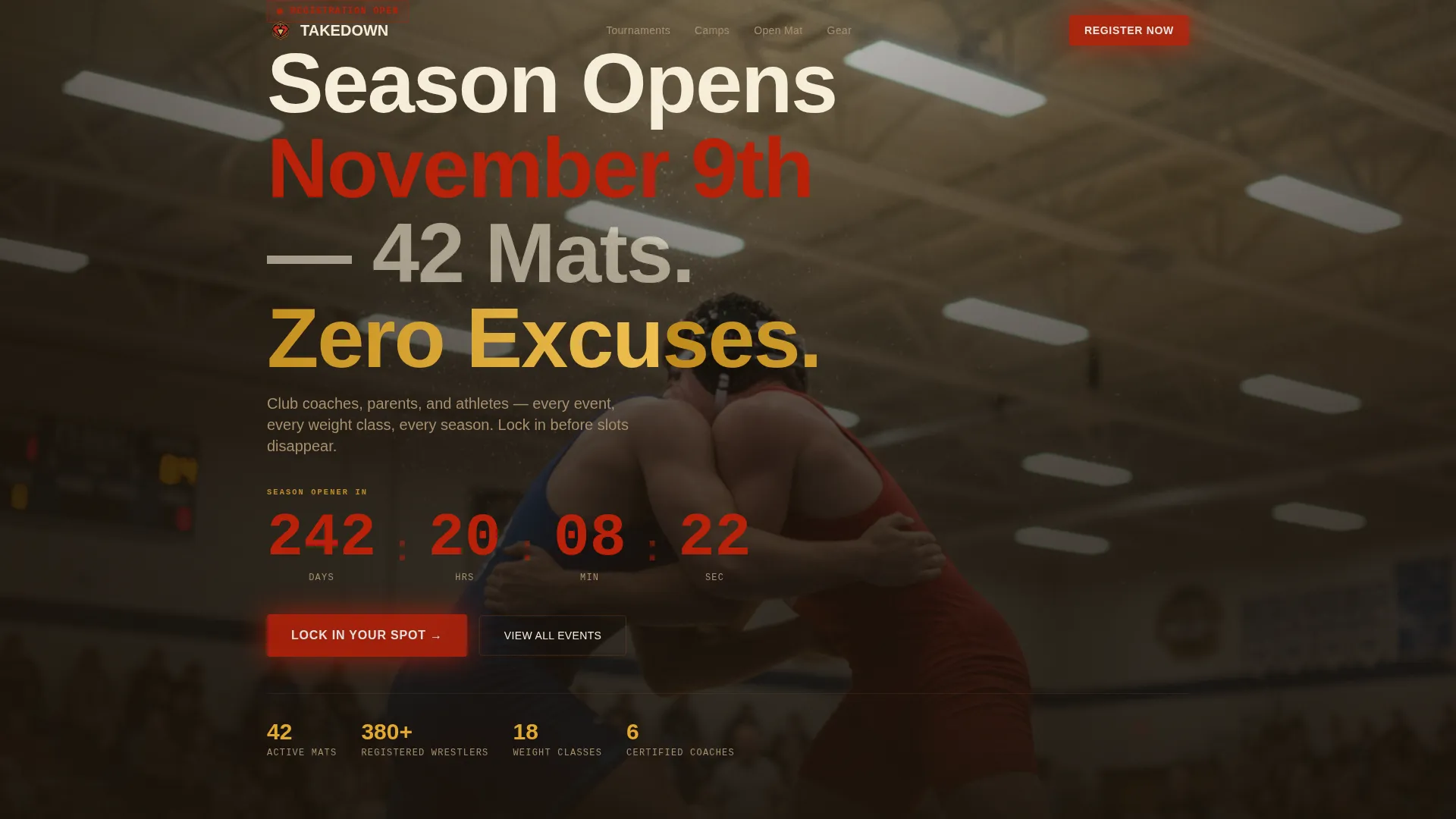 Wrestling Club Landing Page Template