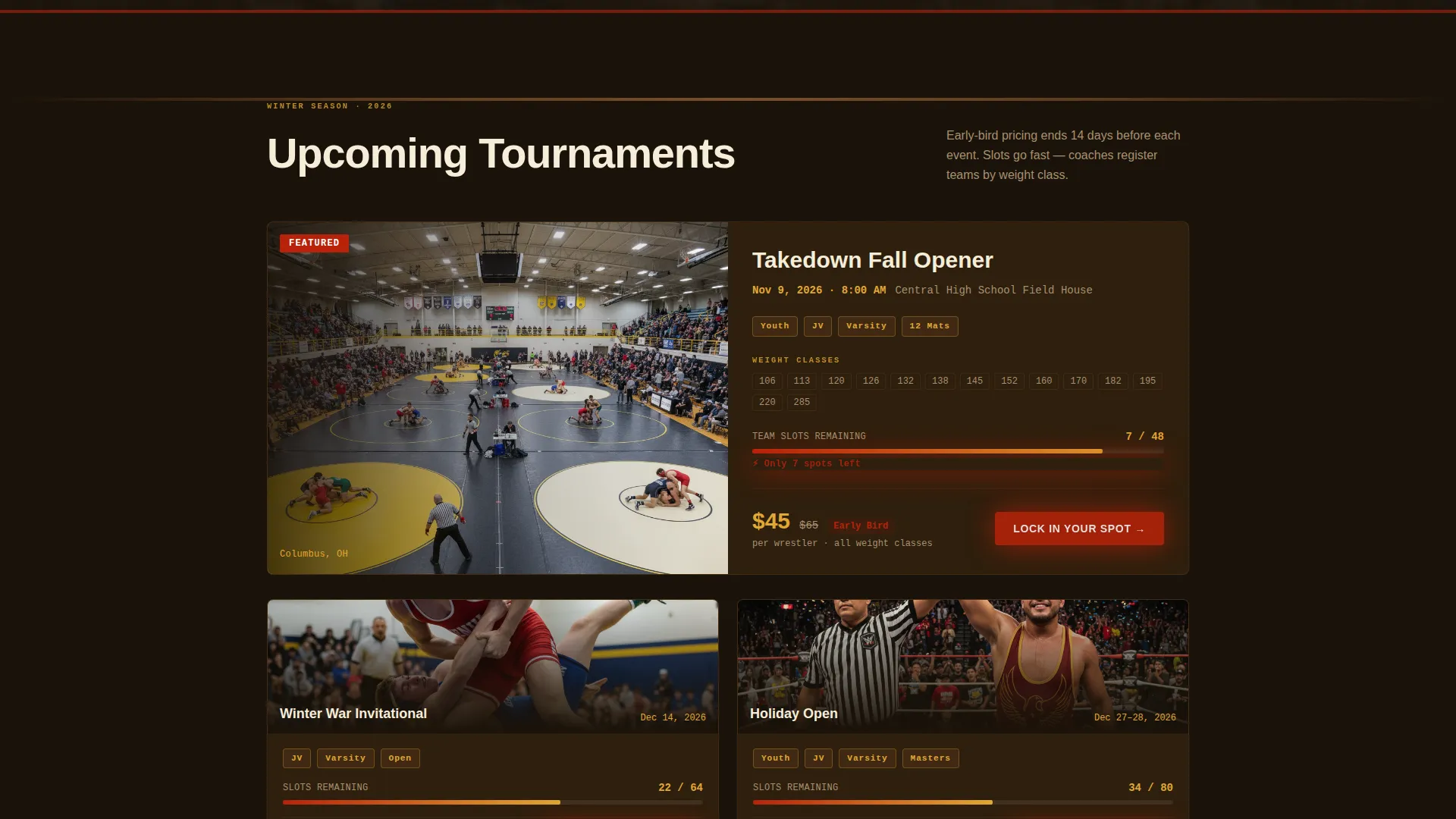 Wrestling Club Landing Page Template