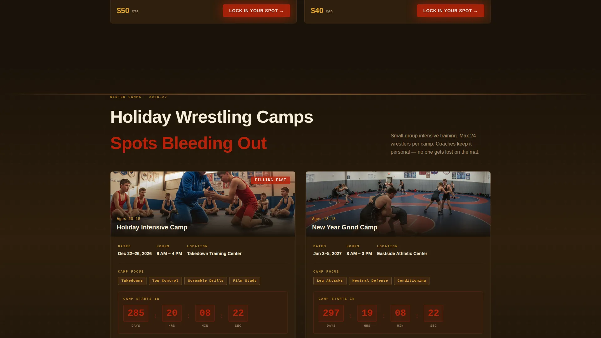 Wrestling Club Landing Page Template
