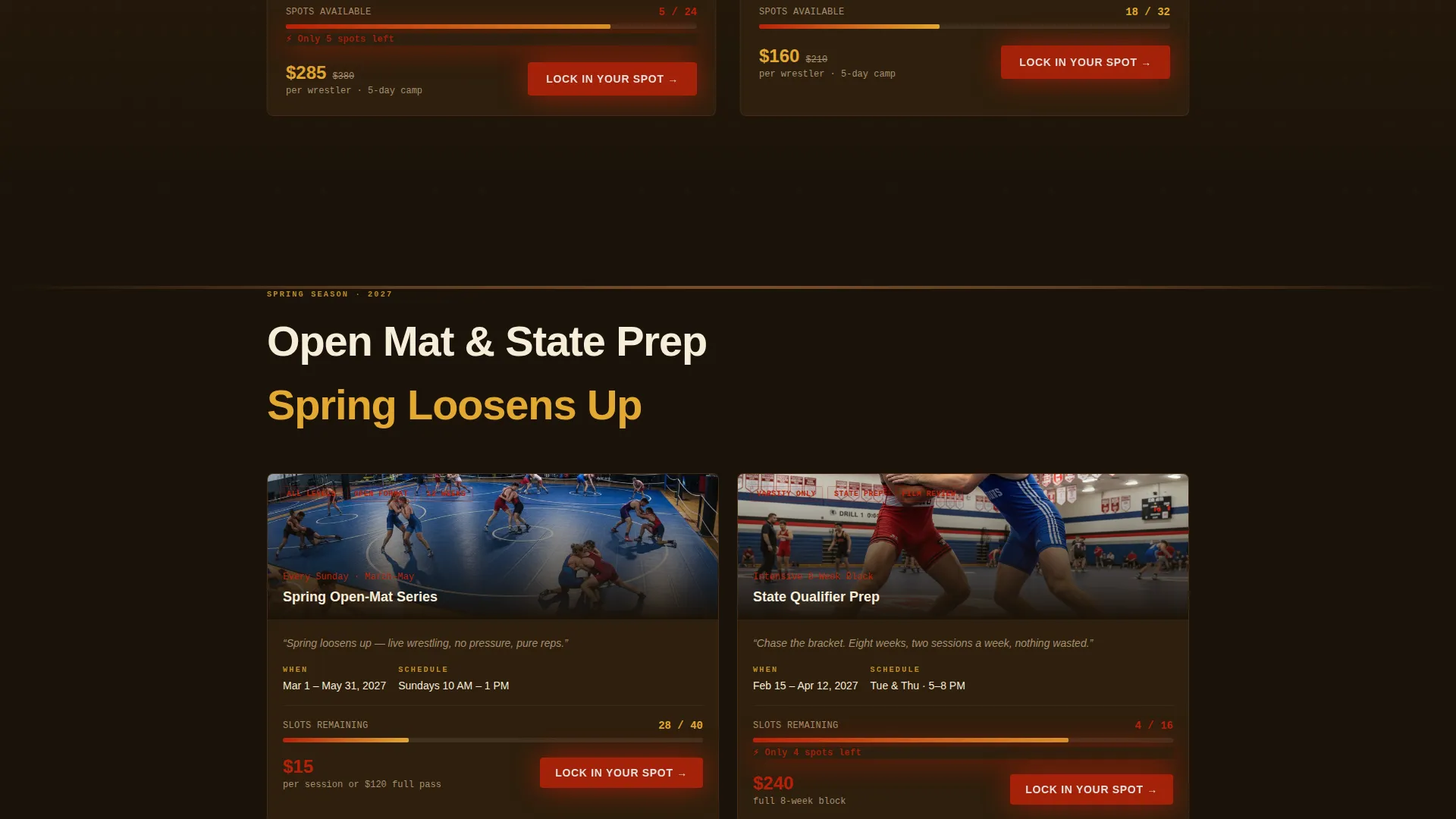 Wrestling Club Landing Page Template