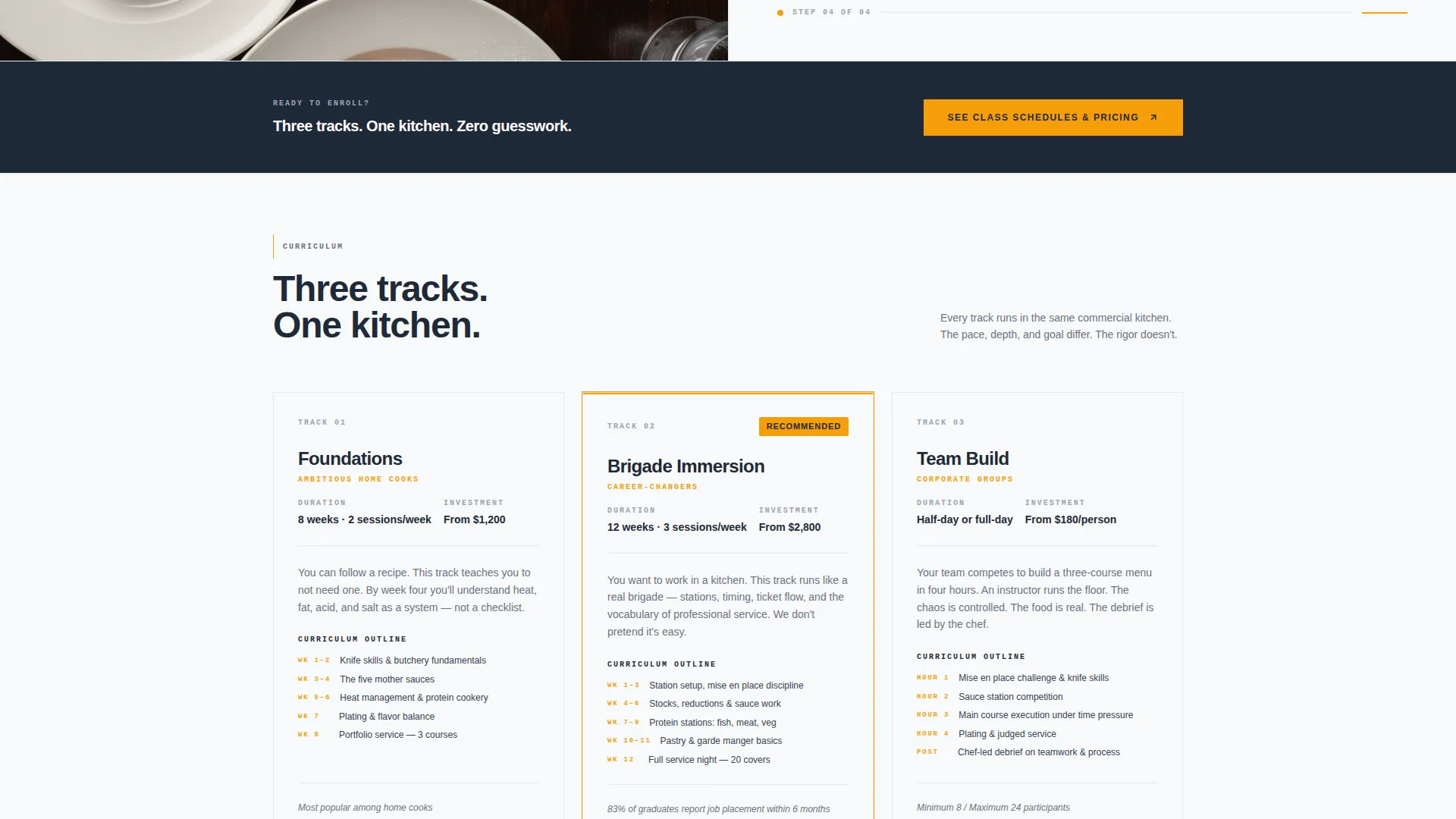 Culinary School Landing Page Template | Corporate Precision