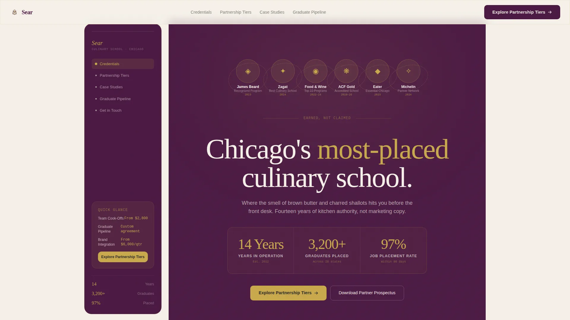 Culinary School Partnership Landing Page Template