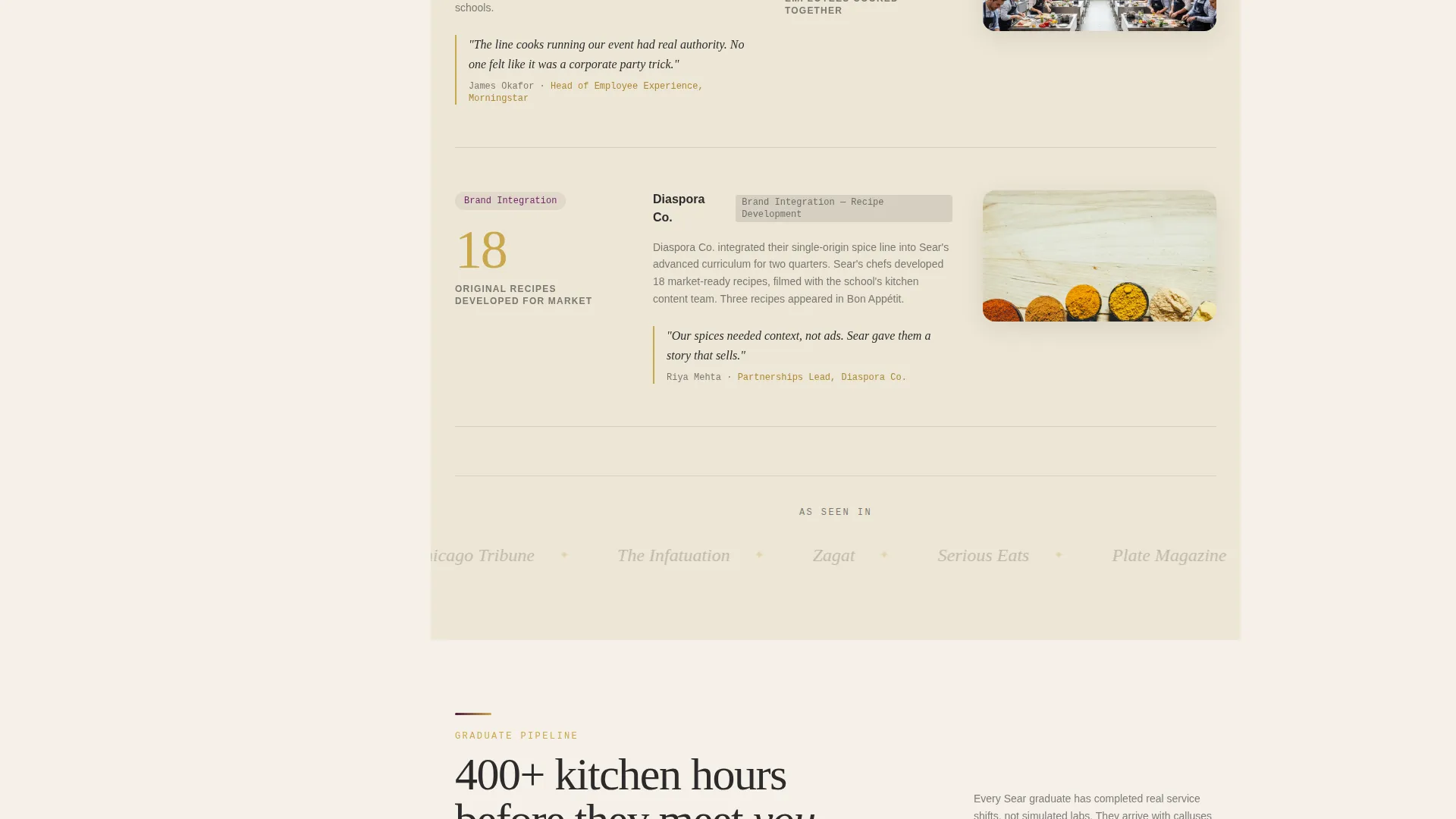 Culinary School Partnership Landing Page Template