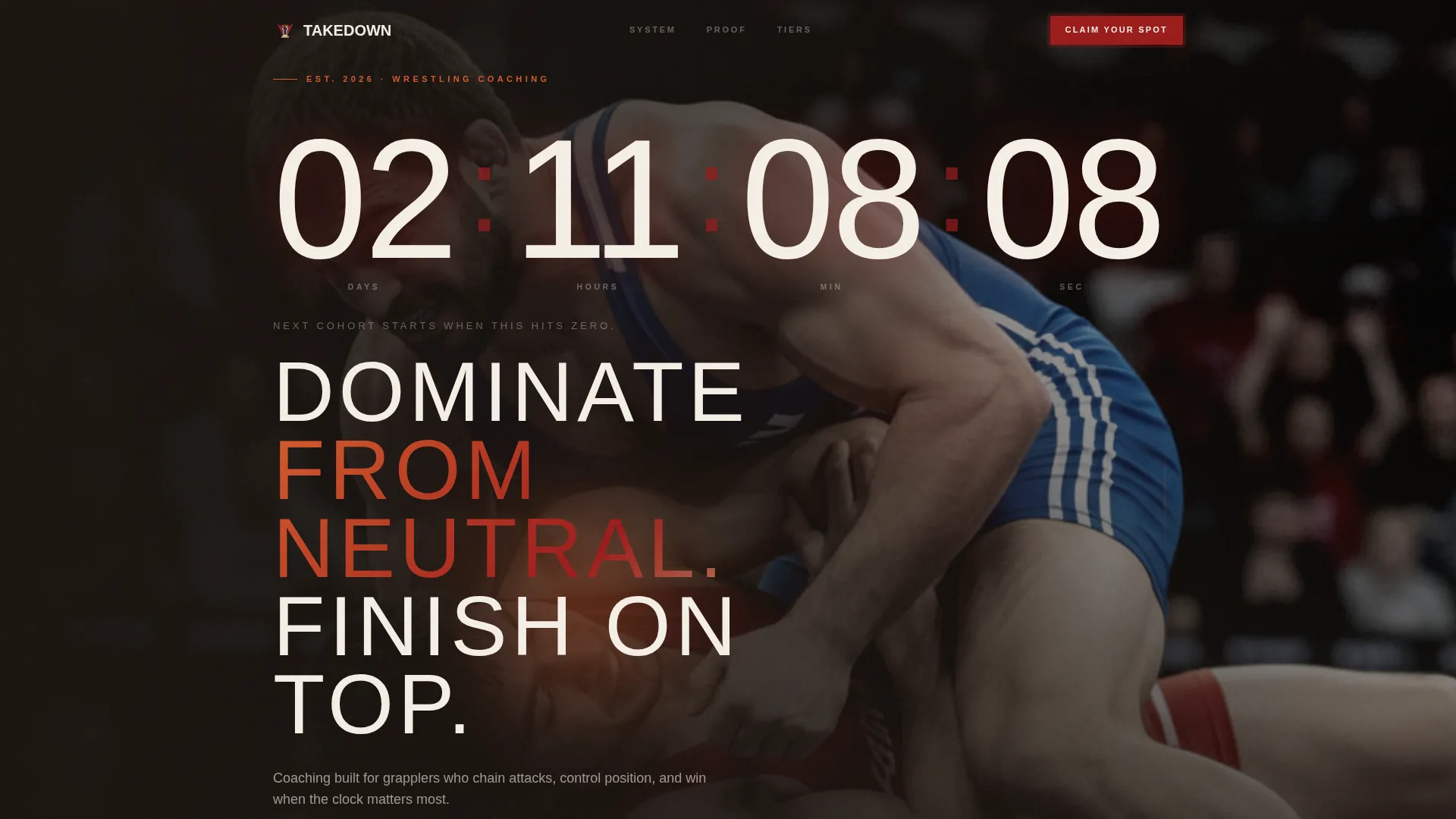 Wrestling Coaching Landing Page Template