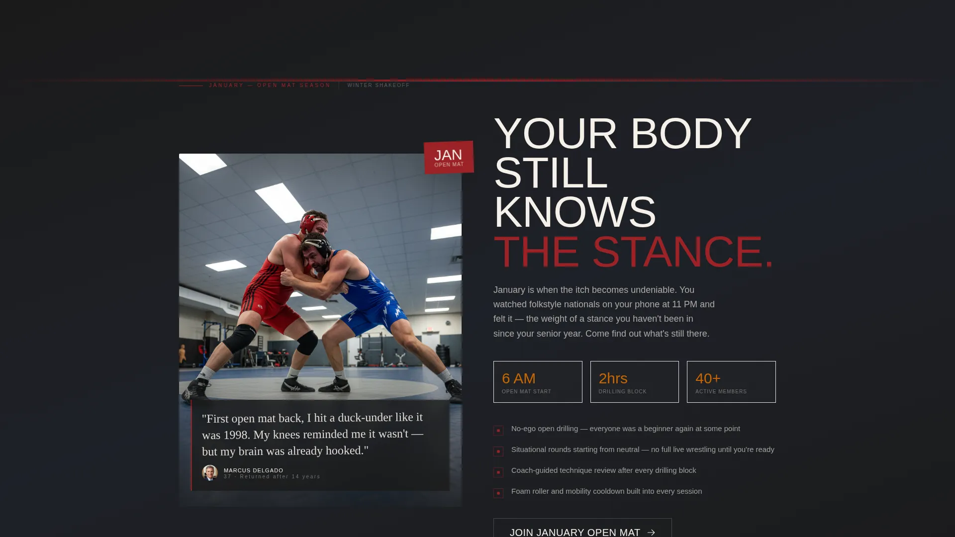 Wrestling Landing Page Template for Masters Programs