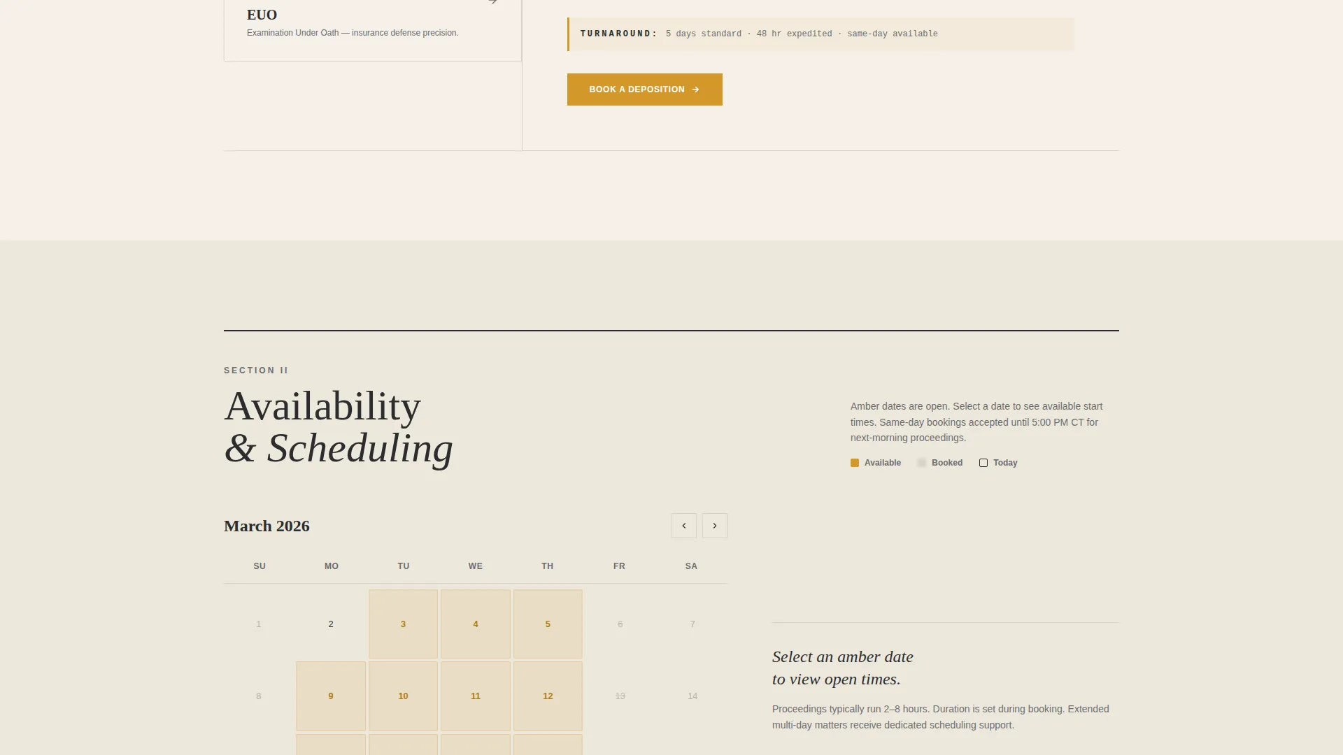 Court Reporter Booking Landing Page Template