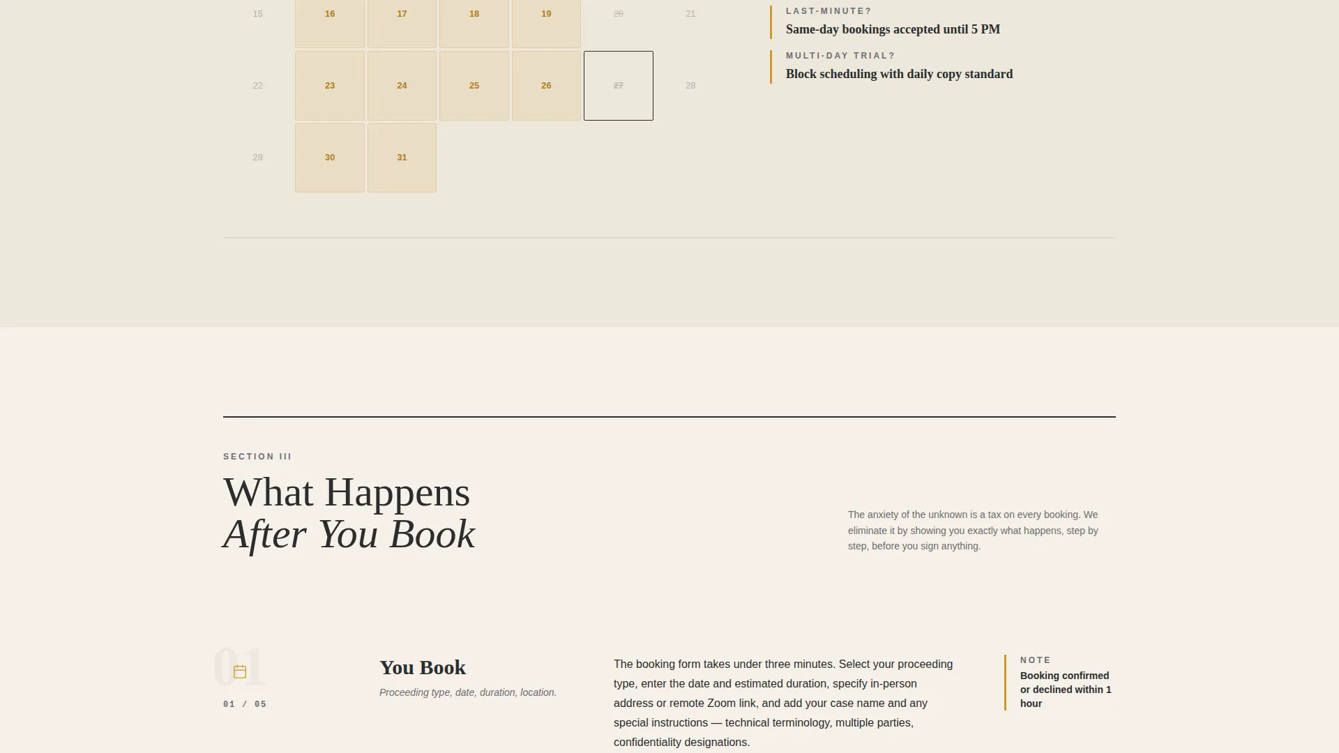 Court Reporter Booking Landing Page Template