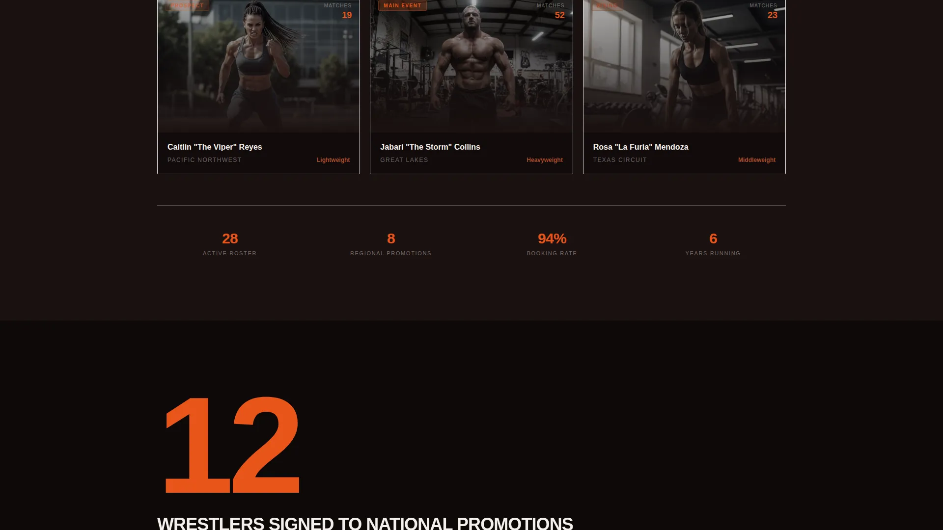 Wrestling Gym Landing Page Template