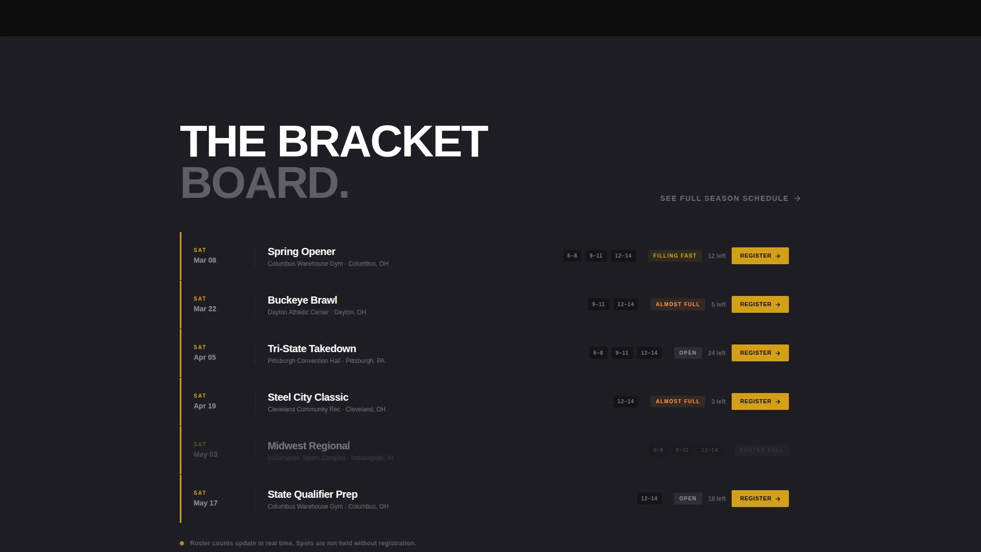 Youth Wrestling League Landing Page Template