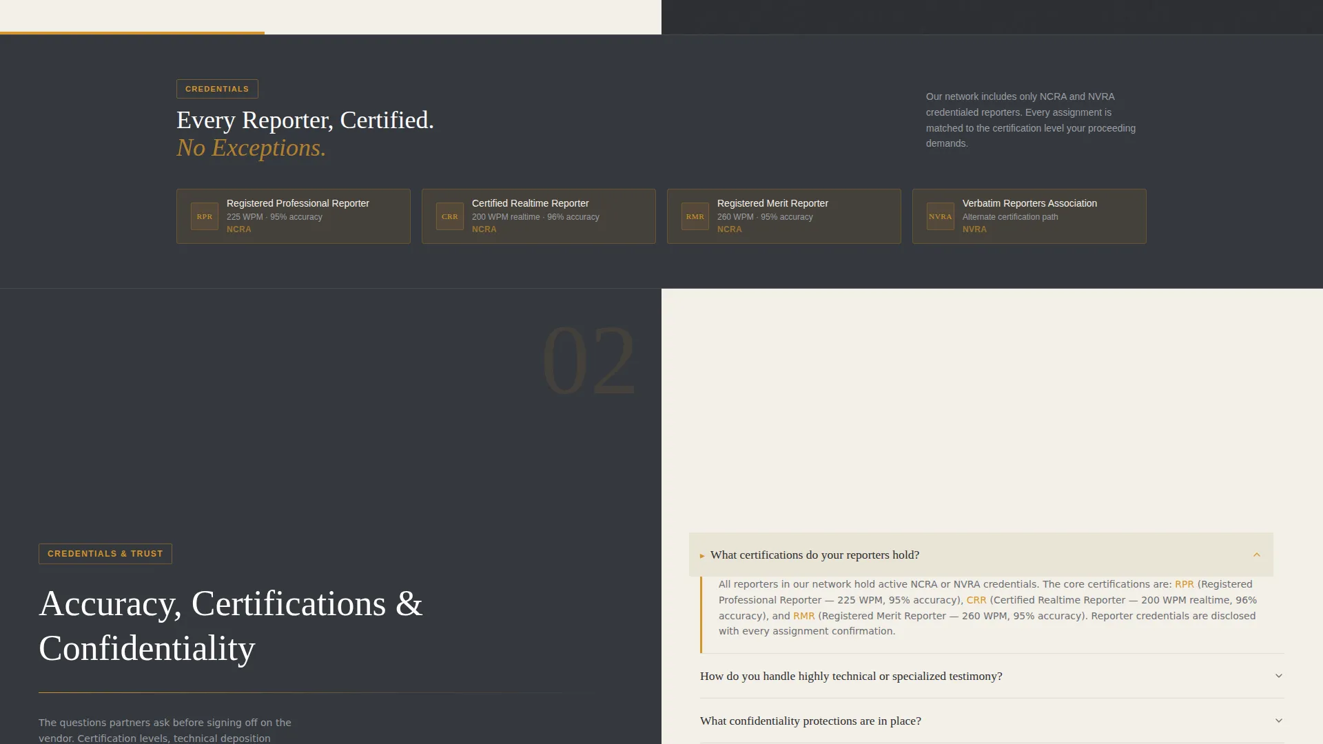 Court Reporter FAQ Landing Page Template