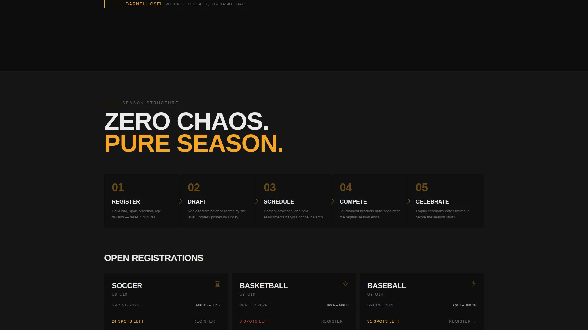 Youth Sports Association Landing Page Template