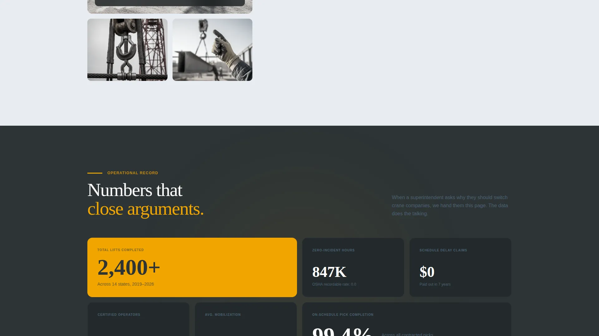 Crane Operator Booking Landing Page Template