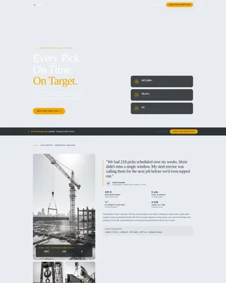 Crane Operator Booking Landing Page Template