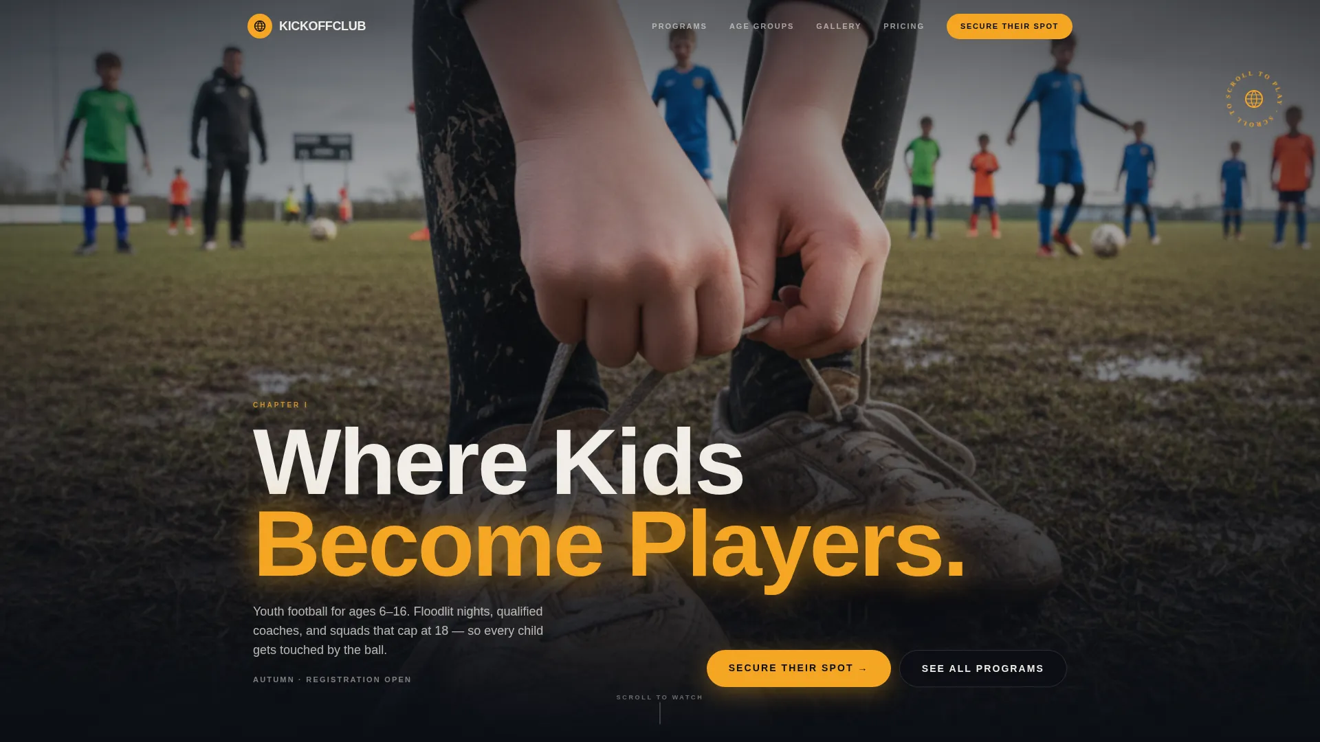 Youth Sports Club Landing Page Template