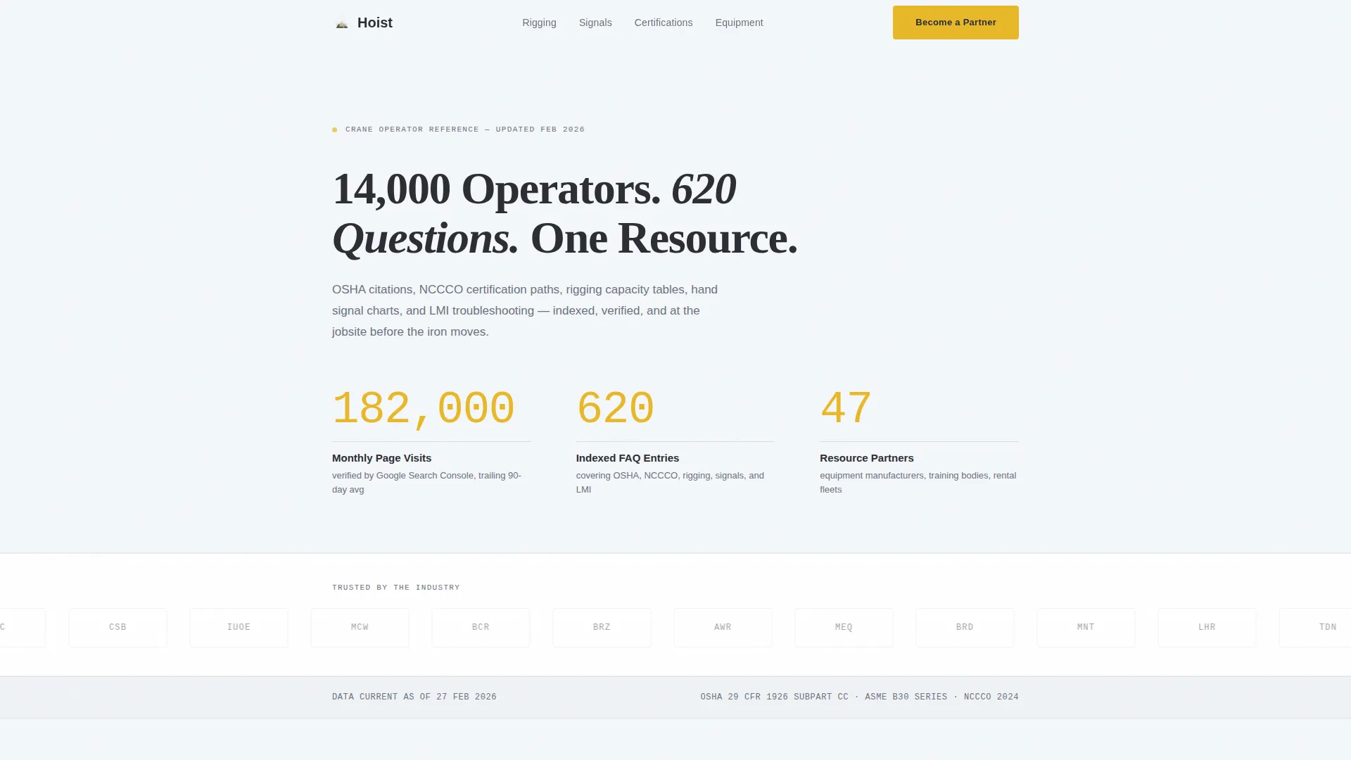 Crane Operator FAQ & Resource Landing Page Template