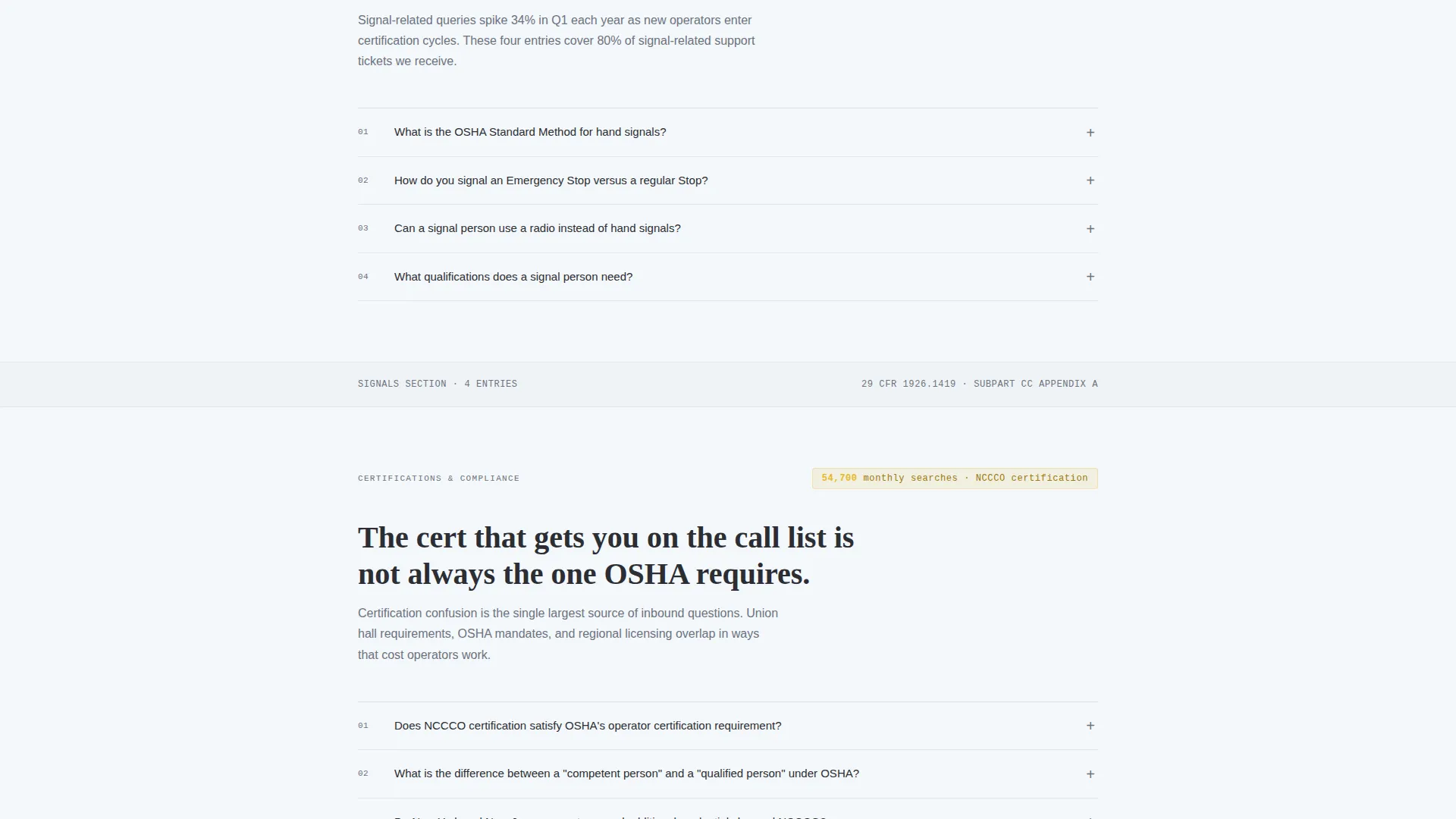 Crane Operator FAQ & Resource Landing Page Template