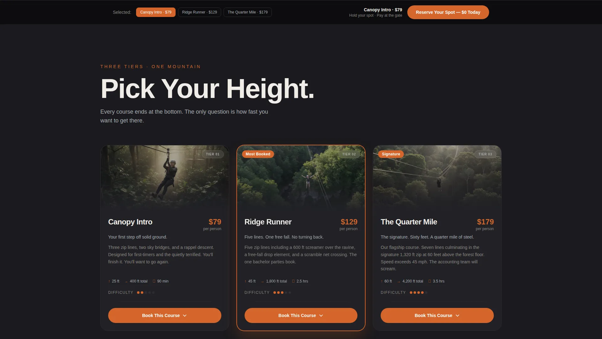 Zip Line Adventure Course Landing Page Template