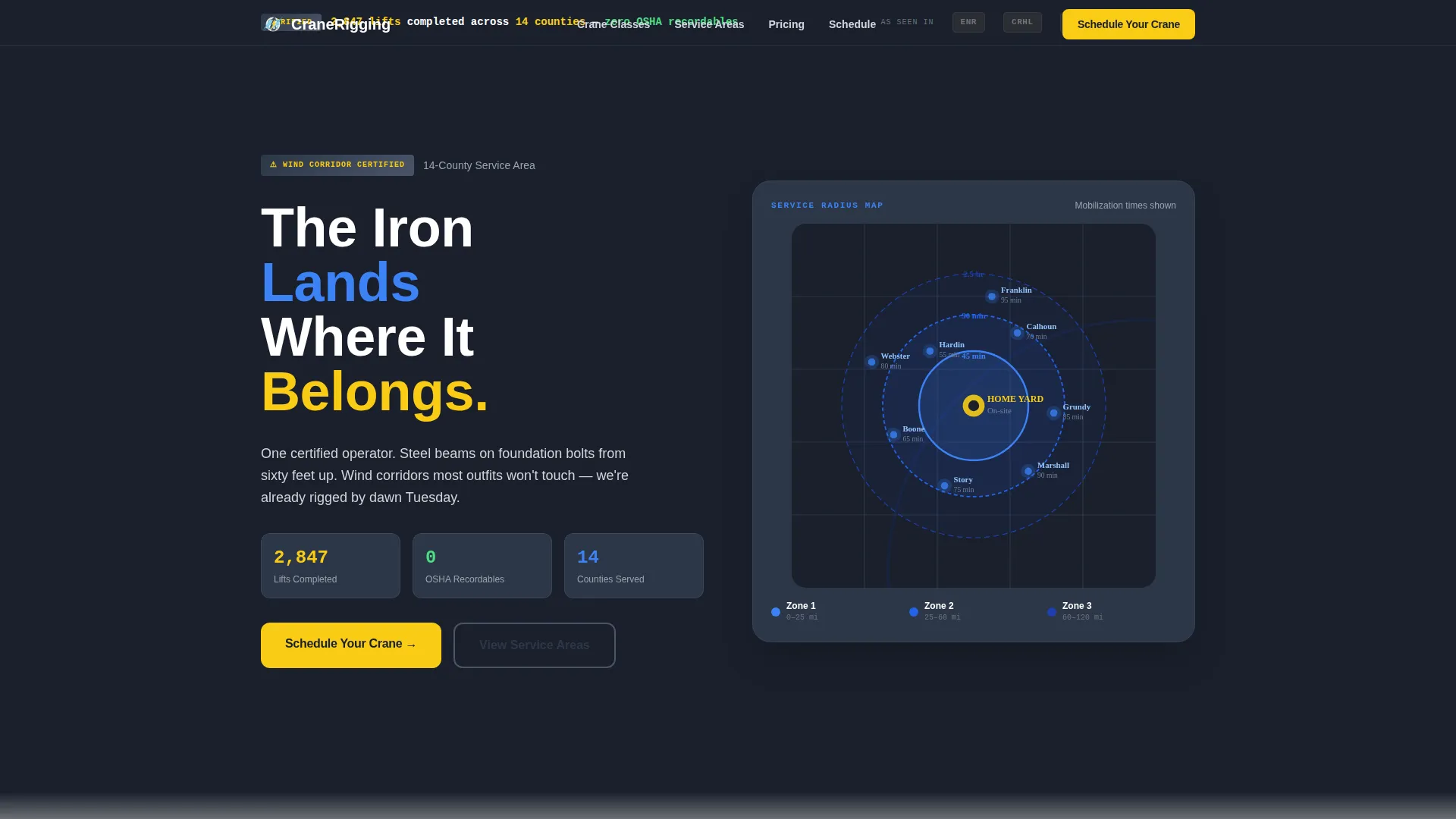 Precision Crane Landing Page Template