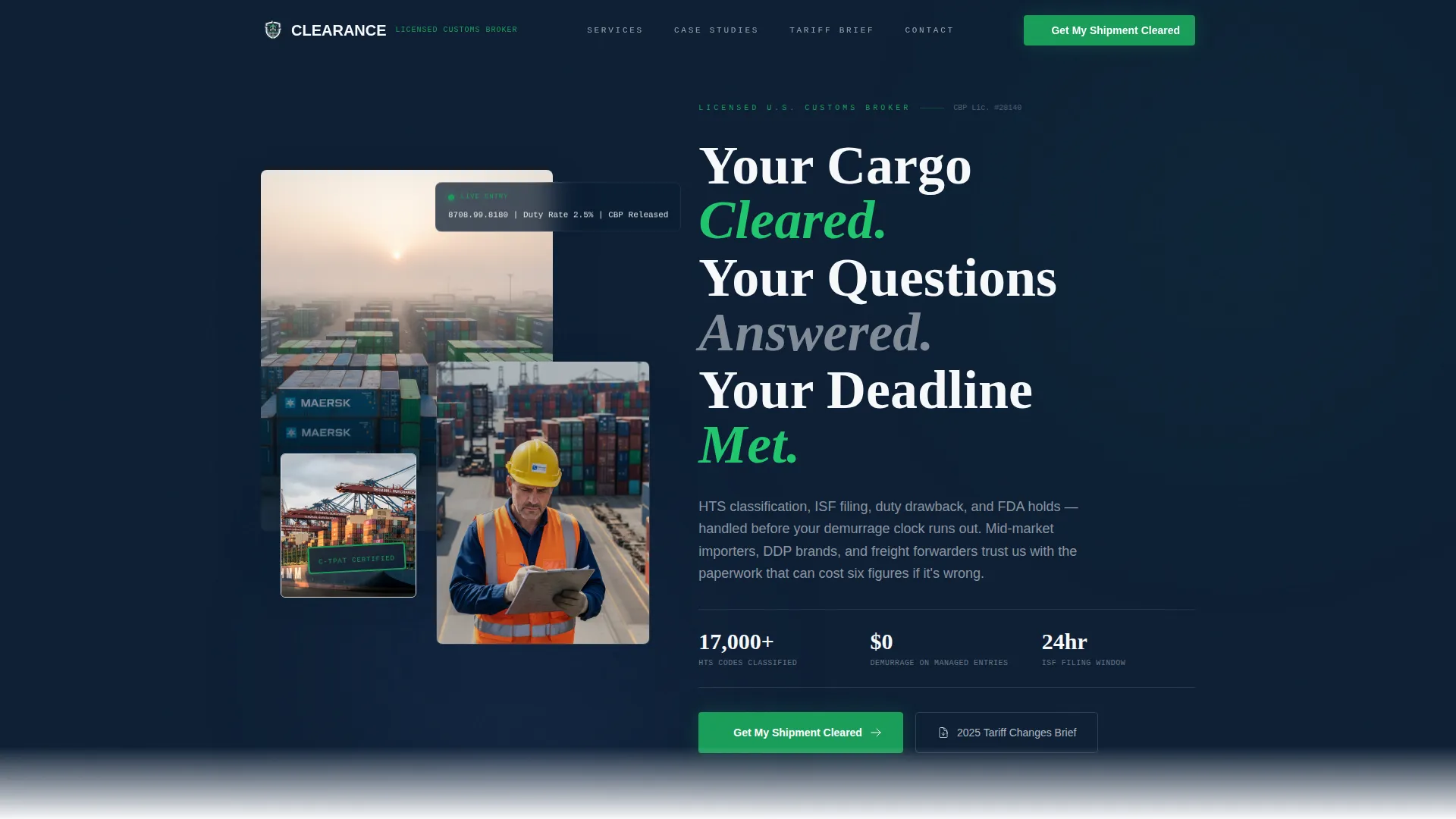 Expert Customs Broker Landing Page Template