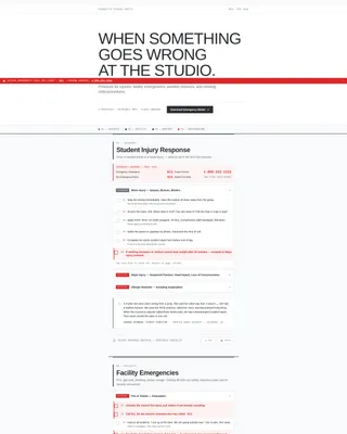 Dance Studio Emergency Protocol Landing Page