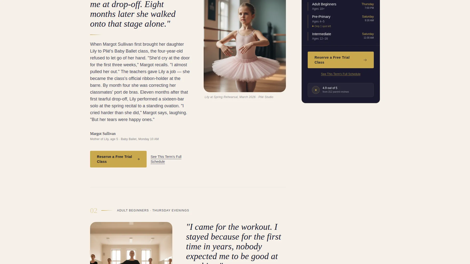 Elegant Dance School Landing Page Template