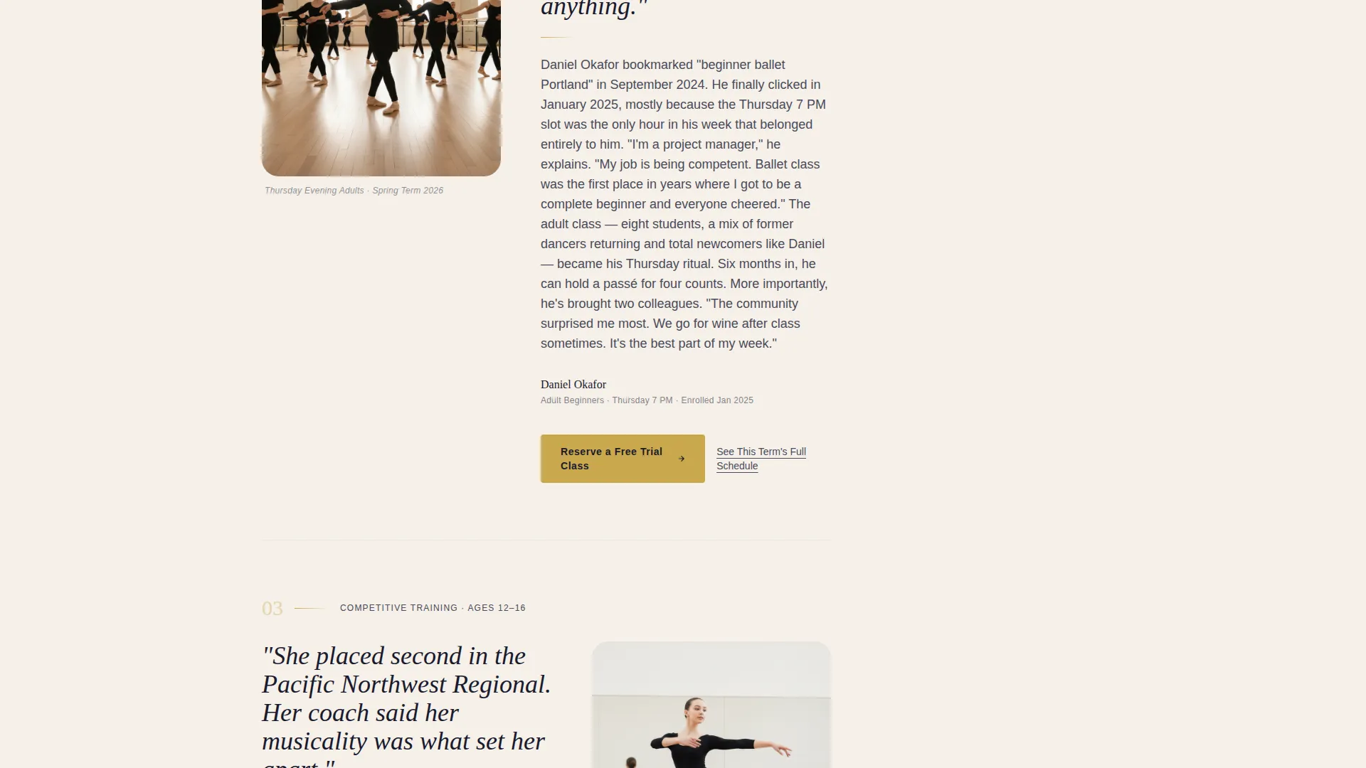 Elegant Dance School Landing Page Template