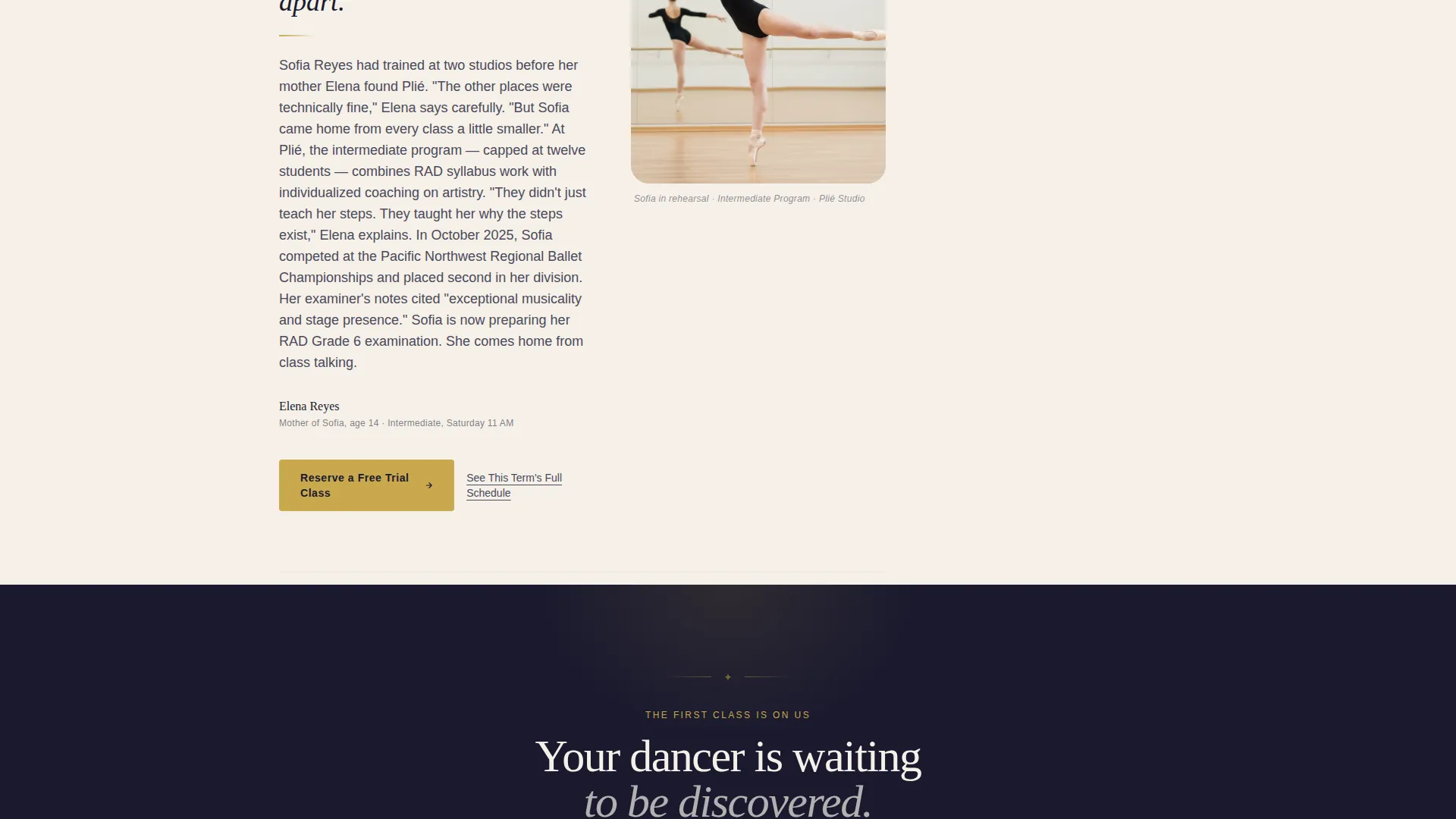 Elegant Dance School Landing Page Template