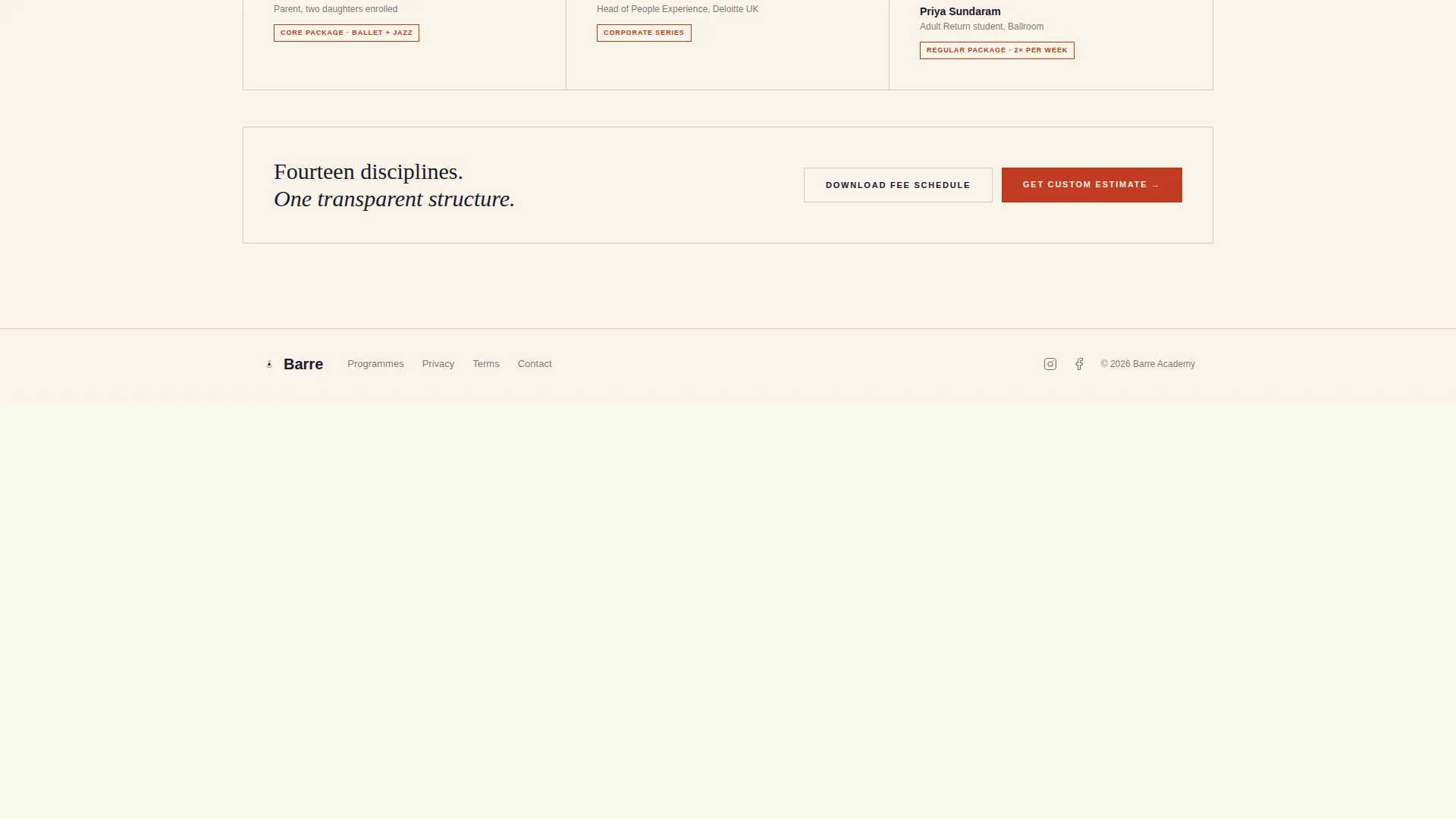 Dance School Free Estimate Landing Page Template