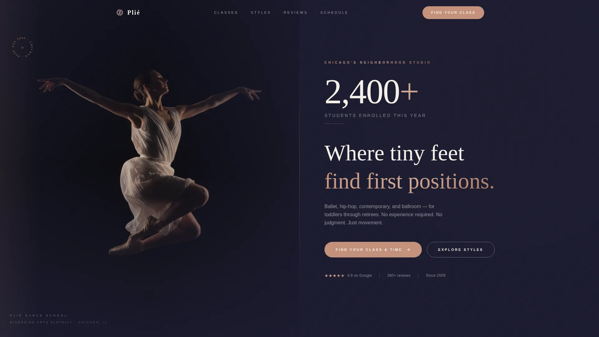 Dance School Marketing Booking Website Template