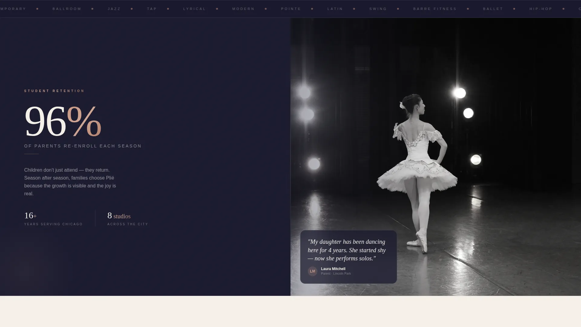 Dance School Marketing Booking Website Template