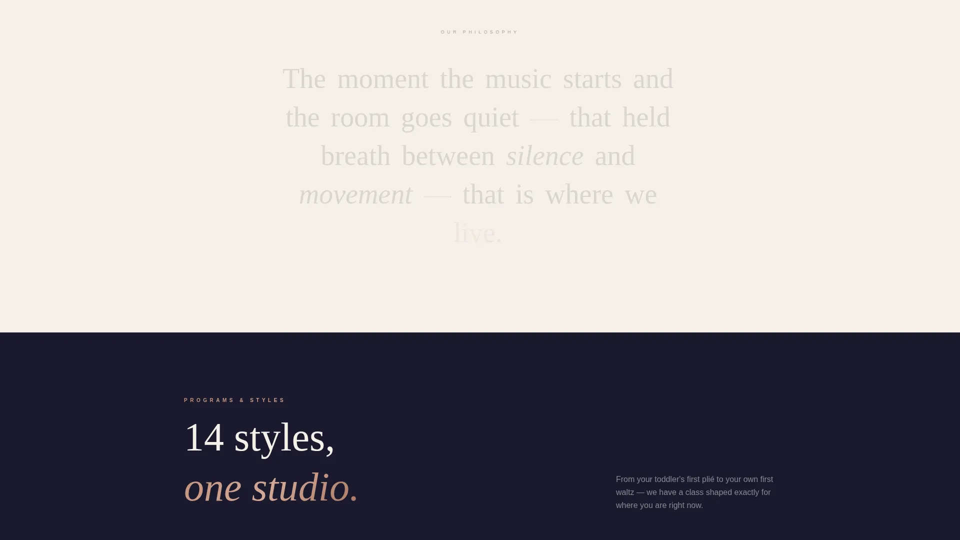 Dance School Marketing Booking Website Template