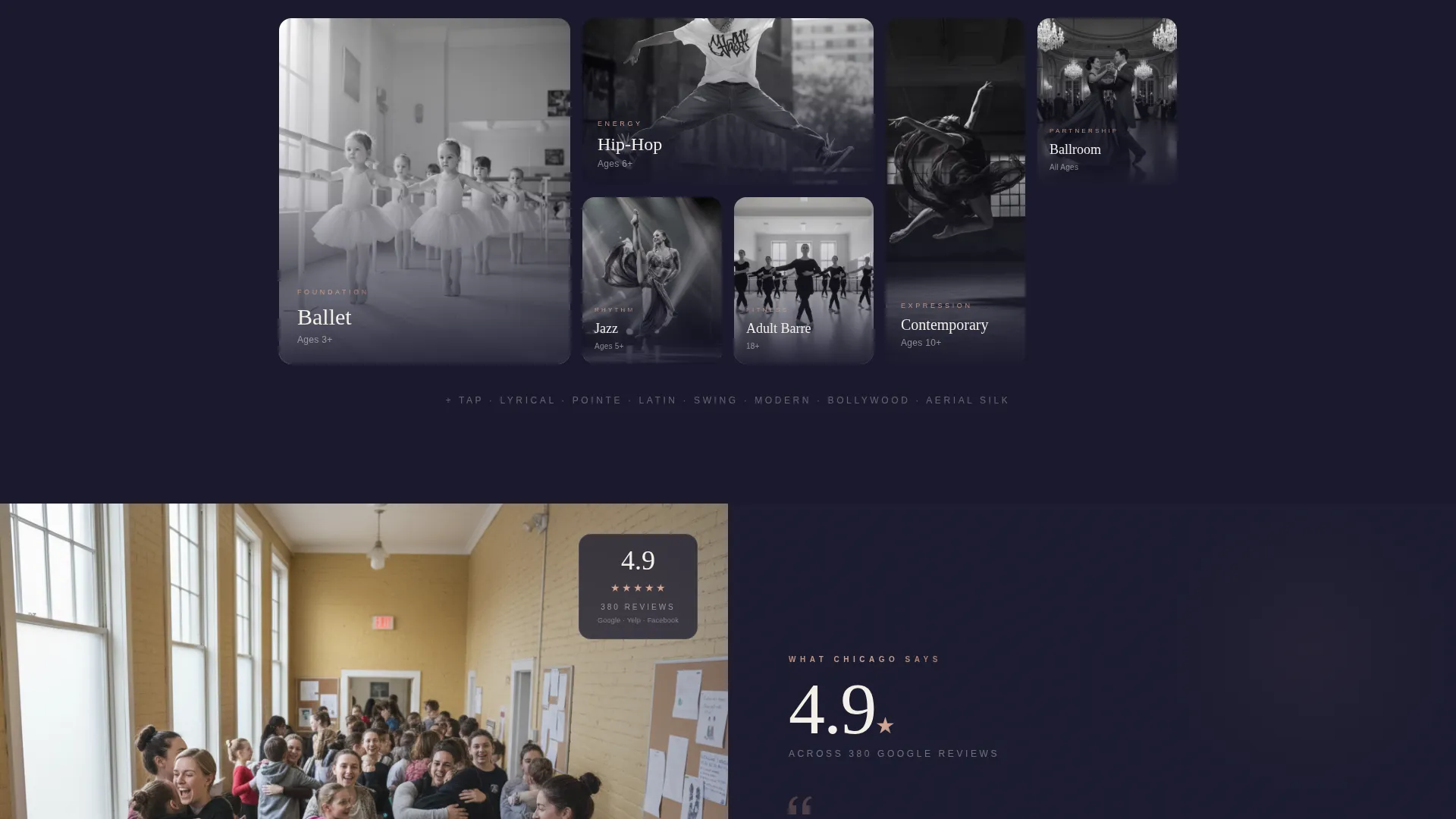 Dance School Marketing Booking Website Template