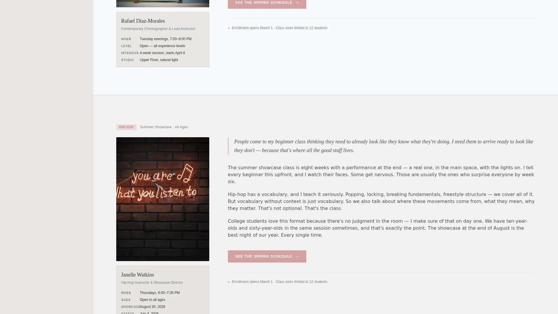Dance School Seasonal Promotion Landing Page Template