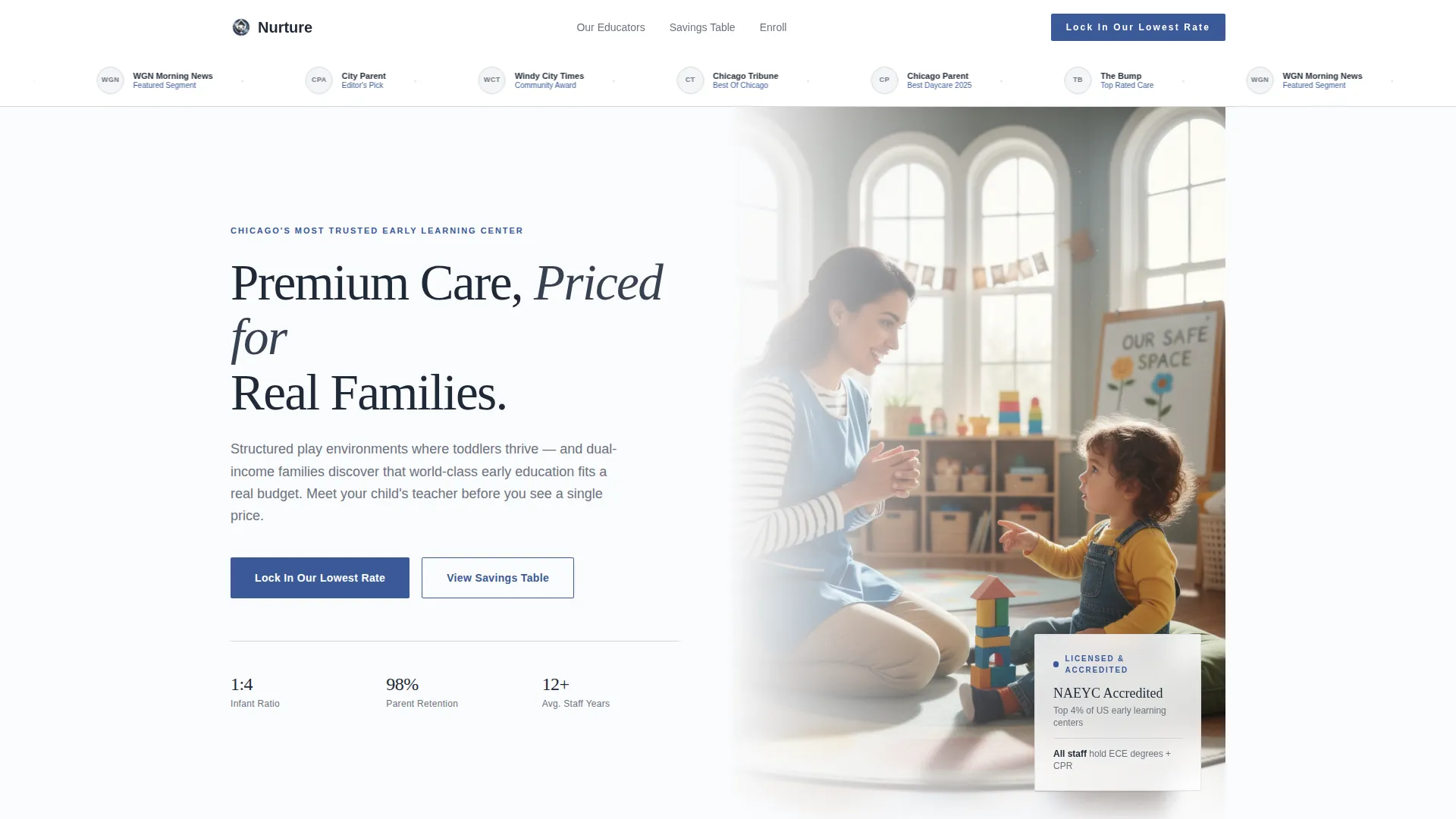 Compassionate Infant Daycare Landing Page Template