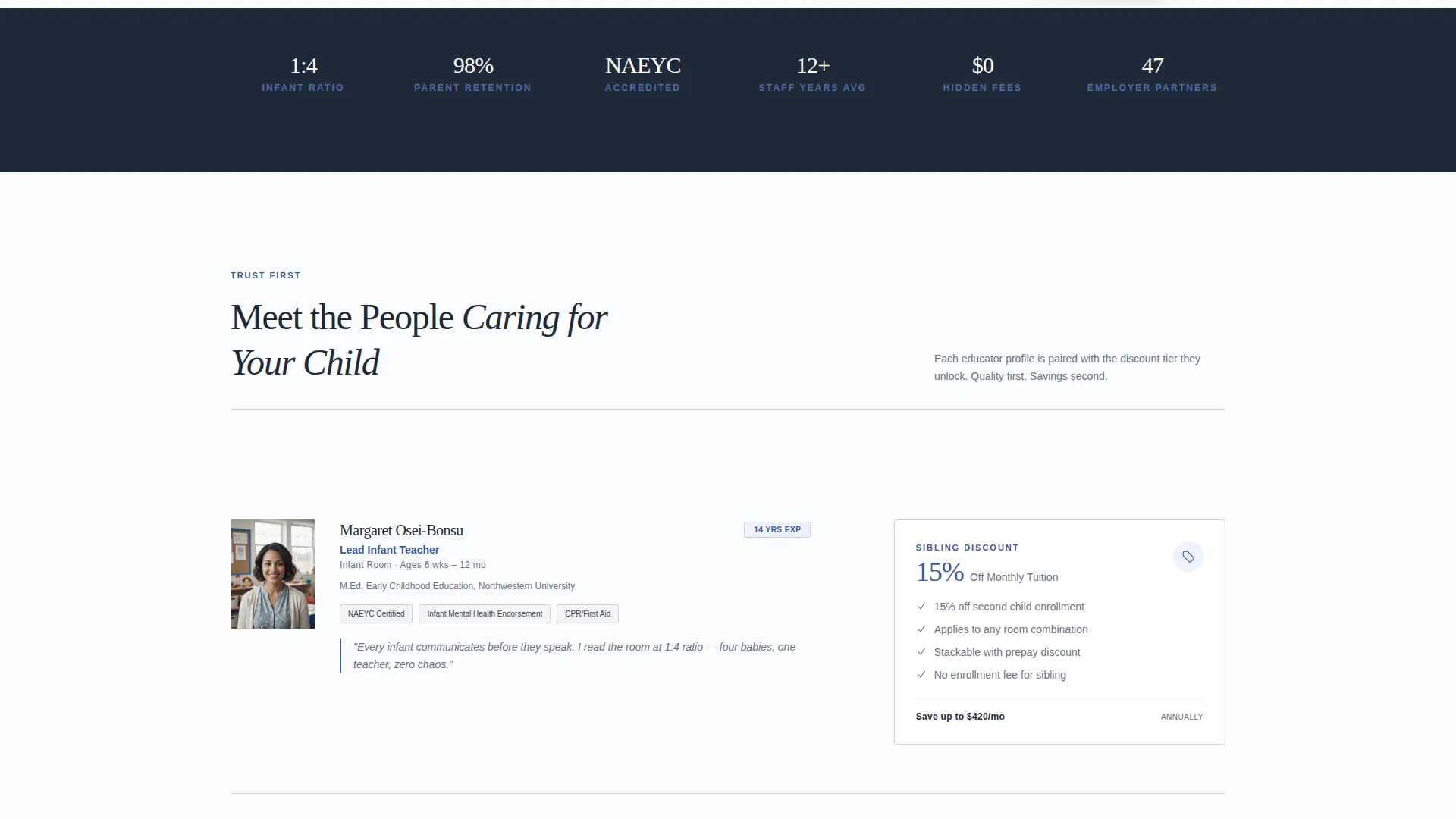 Compassionate Infant Daycare Landing Page Template