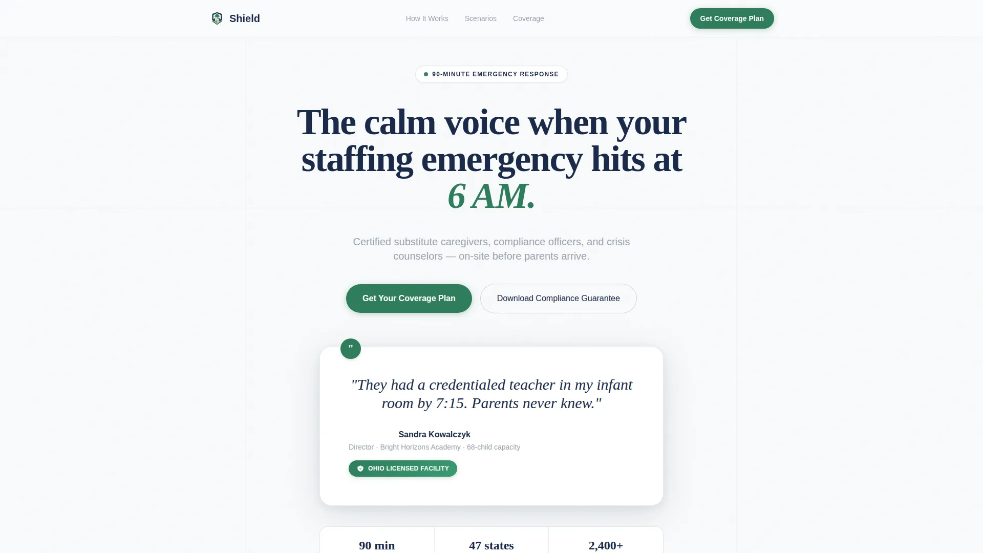 Daycare Emergency Service Landing Page Template