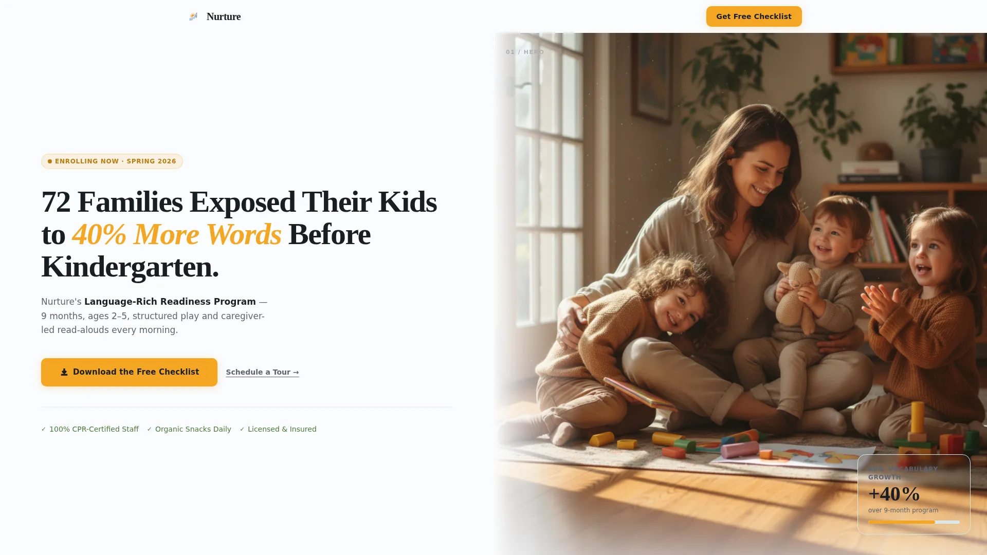 Reliable Child Care Services Landing Page Template