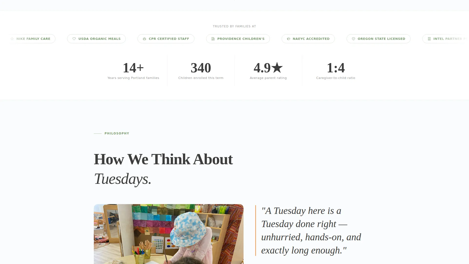 Nurturing Preschool Daycare Landing Page Template