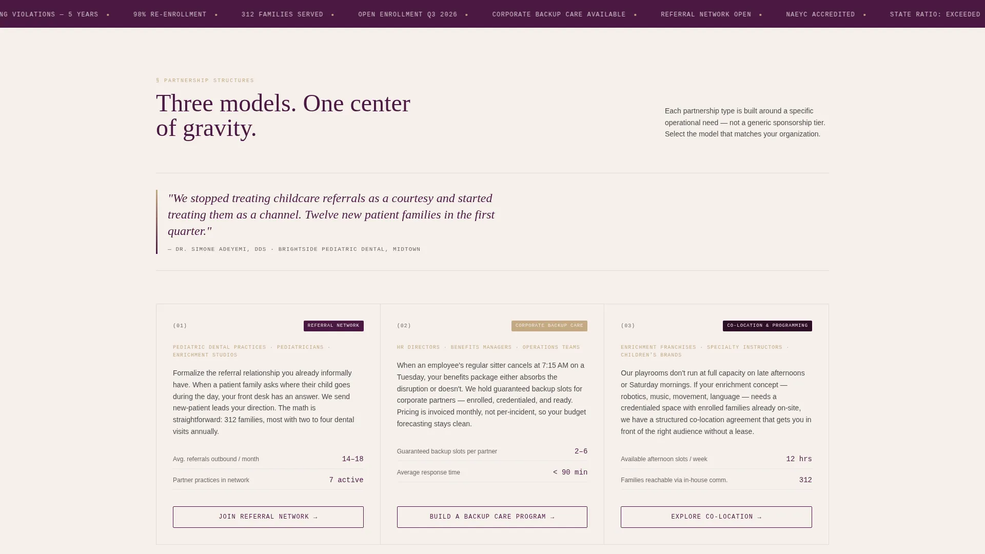Daycare Center Partnership Landing Page Template