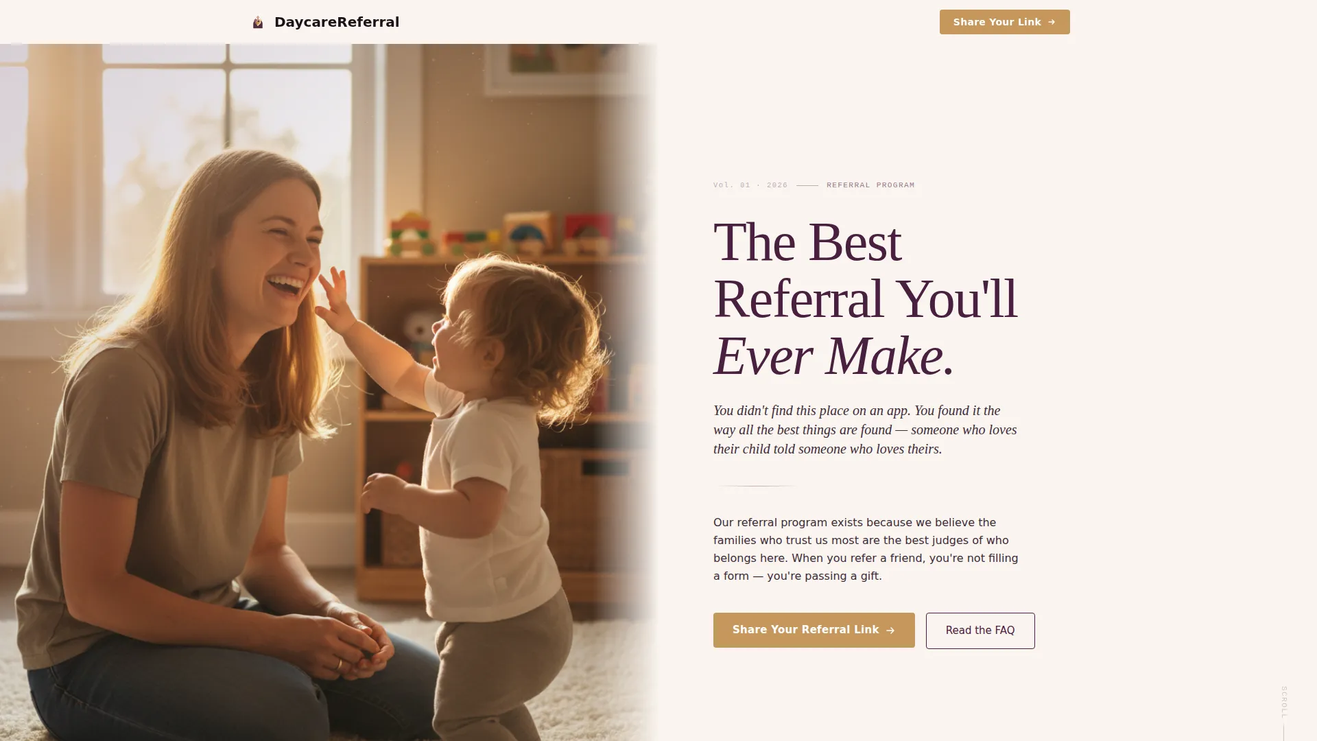 Daycare Center Referral Program Landing Page Template