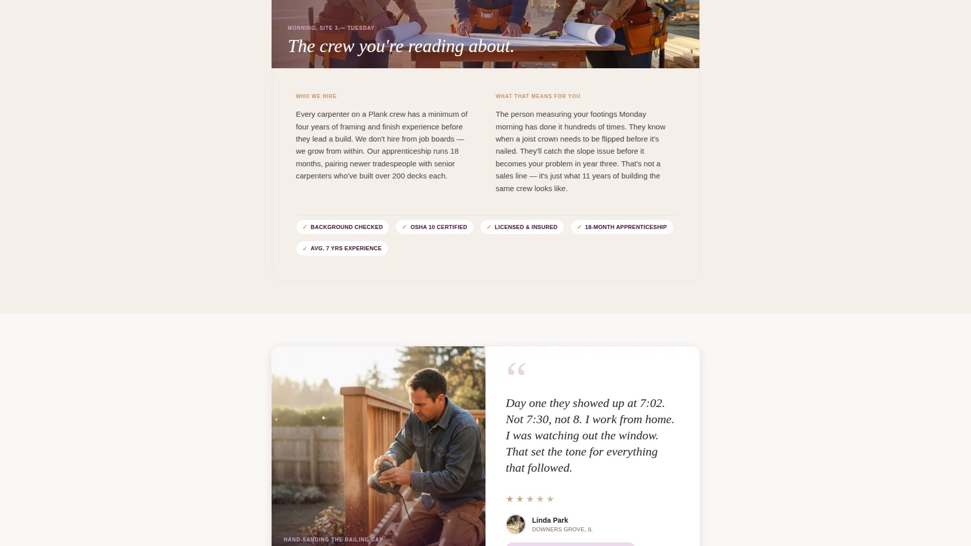 Deck Builder Customer Review Landing Page Template
