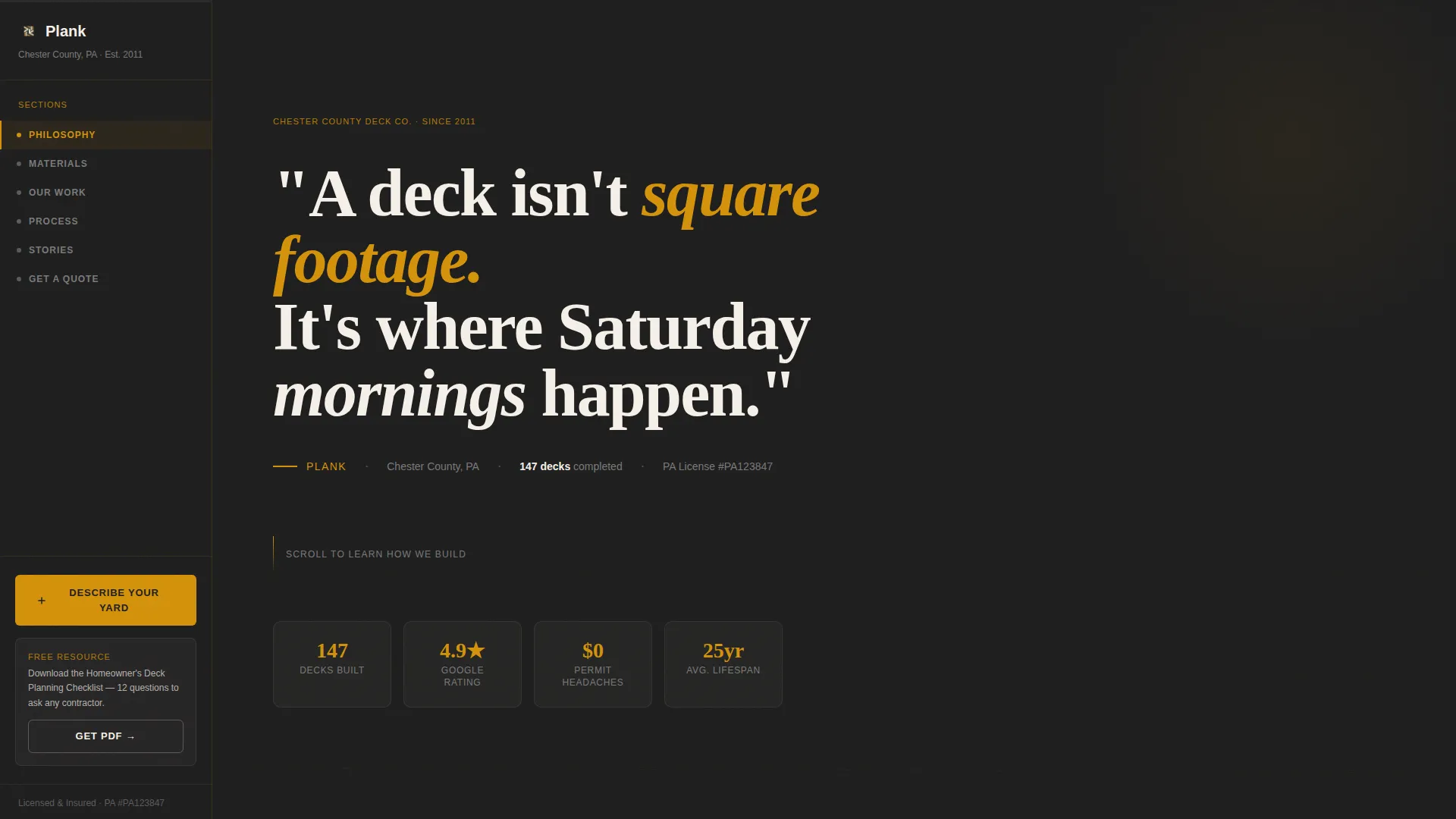 Authoritative Deck Builder Landing Page Template