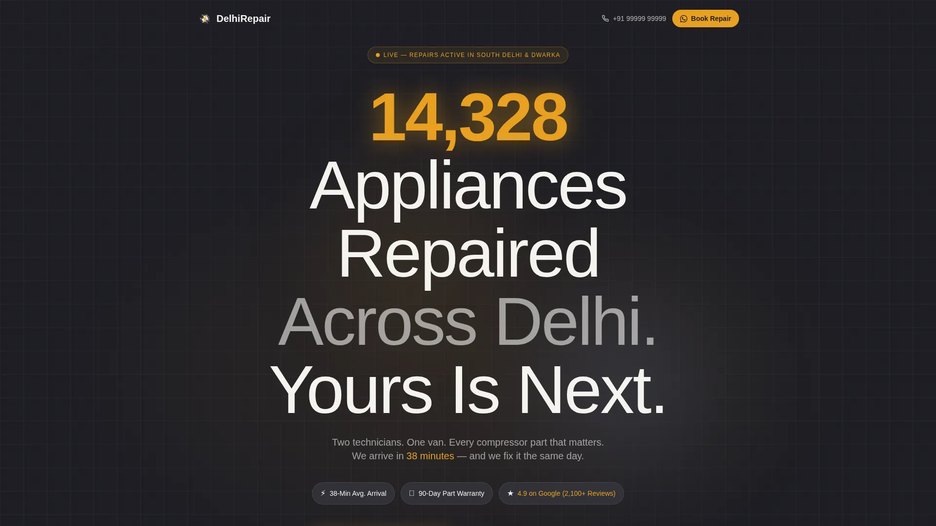 Delhi Appliance Repair Landing Page Template