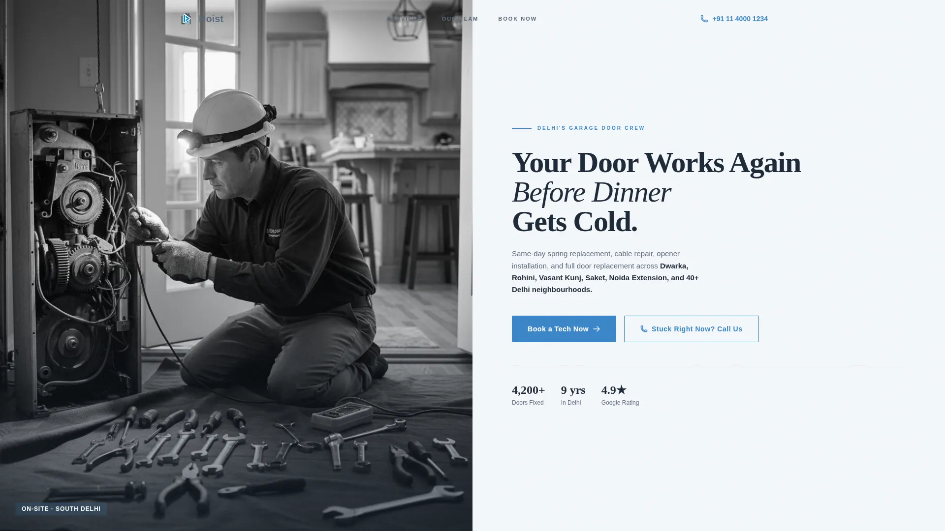 Delhi Garage Door Repair Landing Page Template