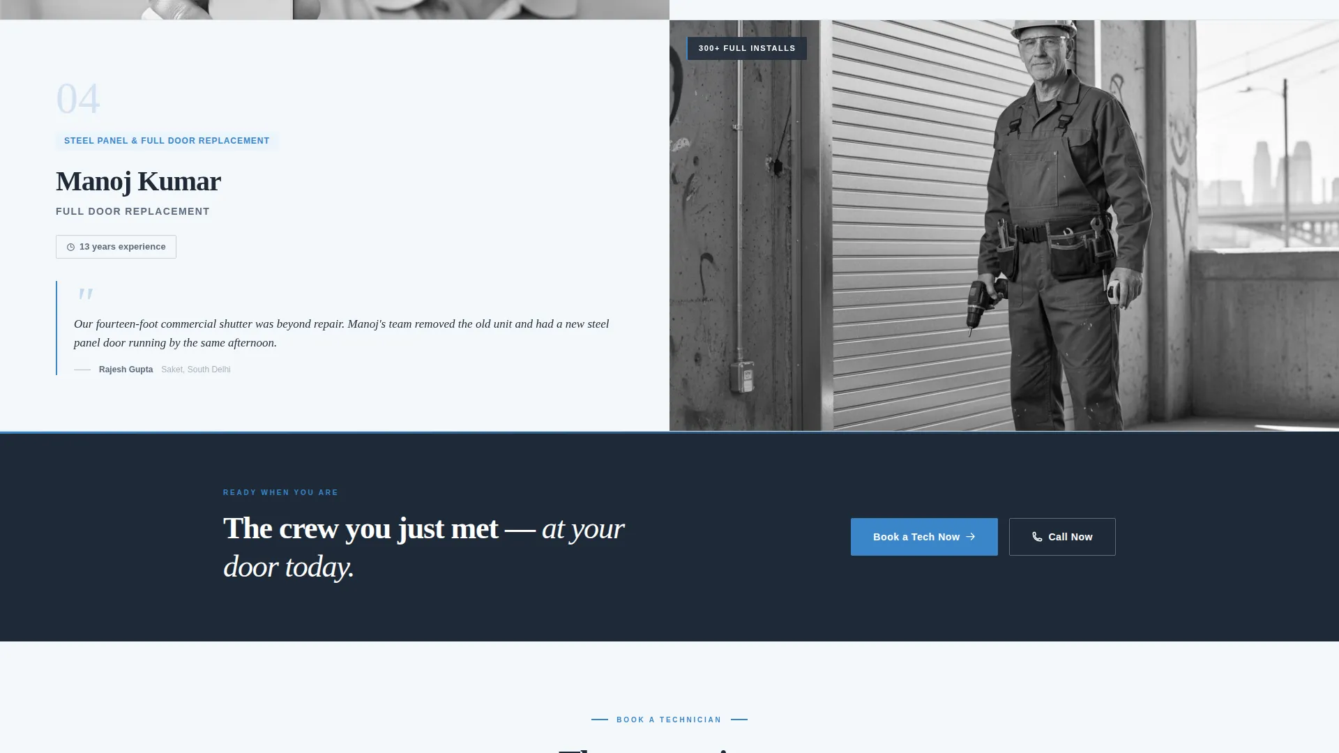 Delhi Garage Door Repair Landing Page Template